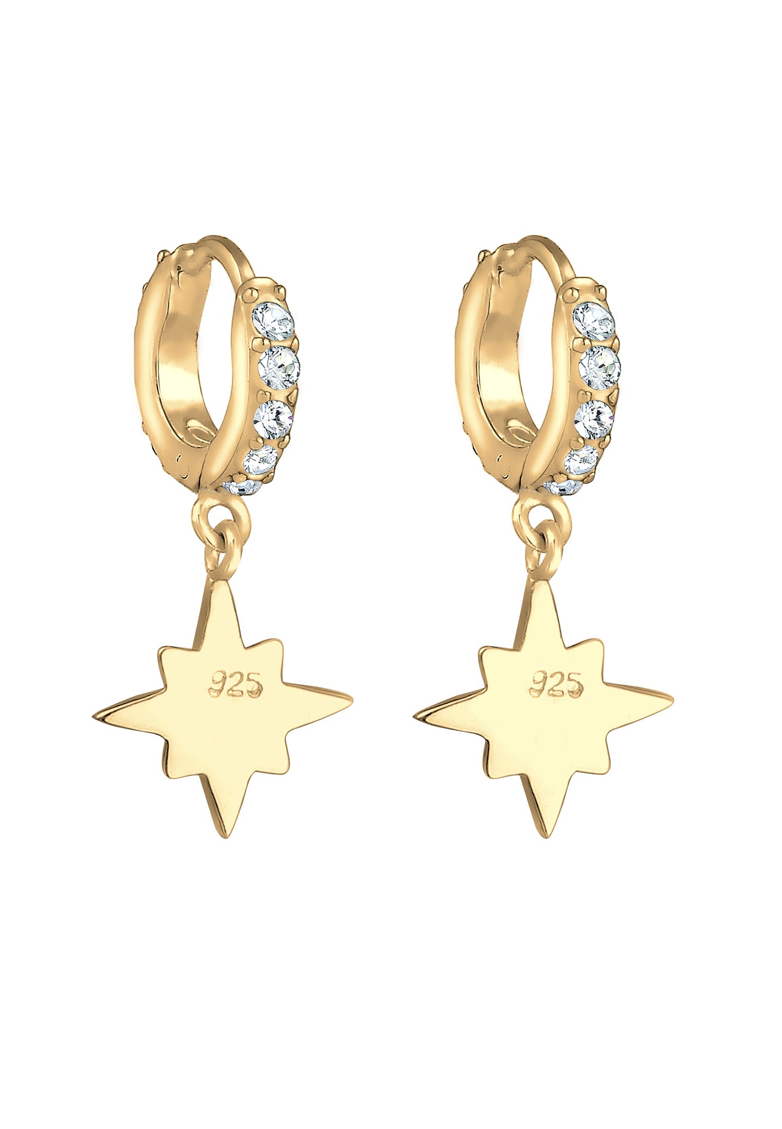 Elli Paar Creolen »Stern Weiß 925 Sterling Silber, mit Kristallen von Swarovski®«