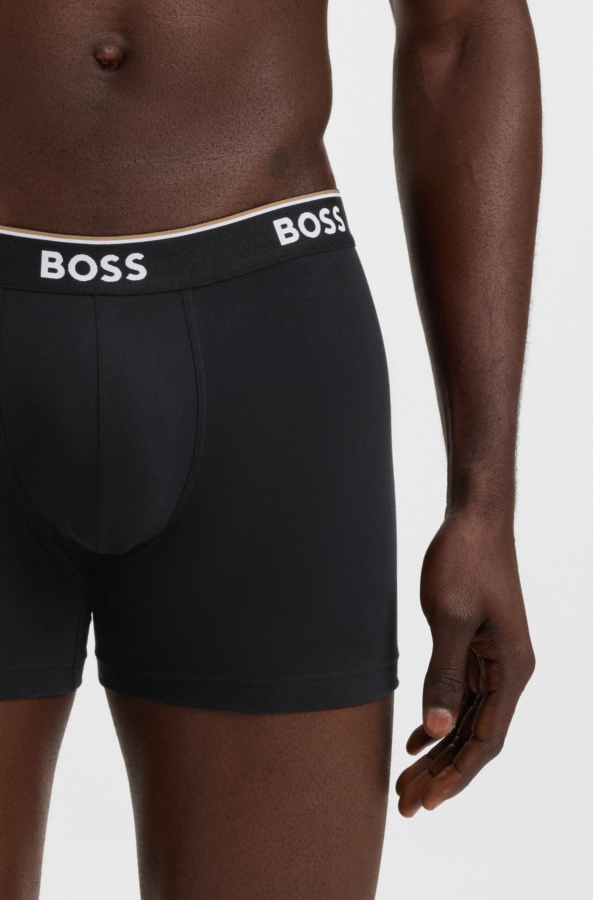 BOSS Langer Boxer »Brief 3 PACK«, mit farblich passendem Webbund