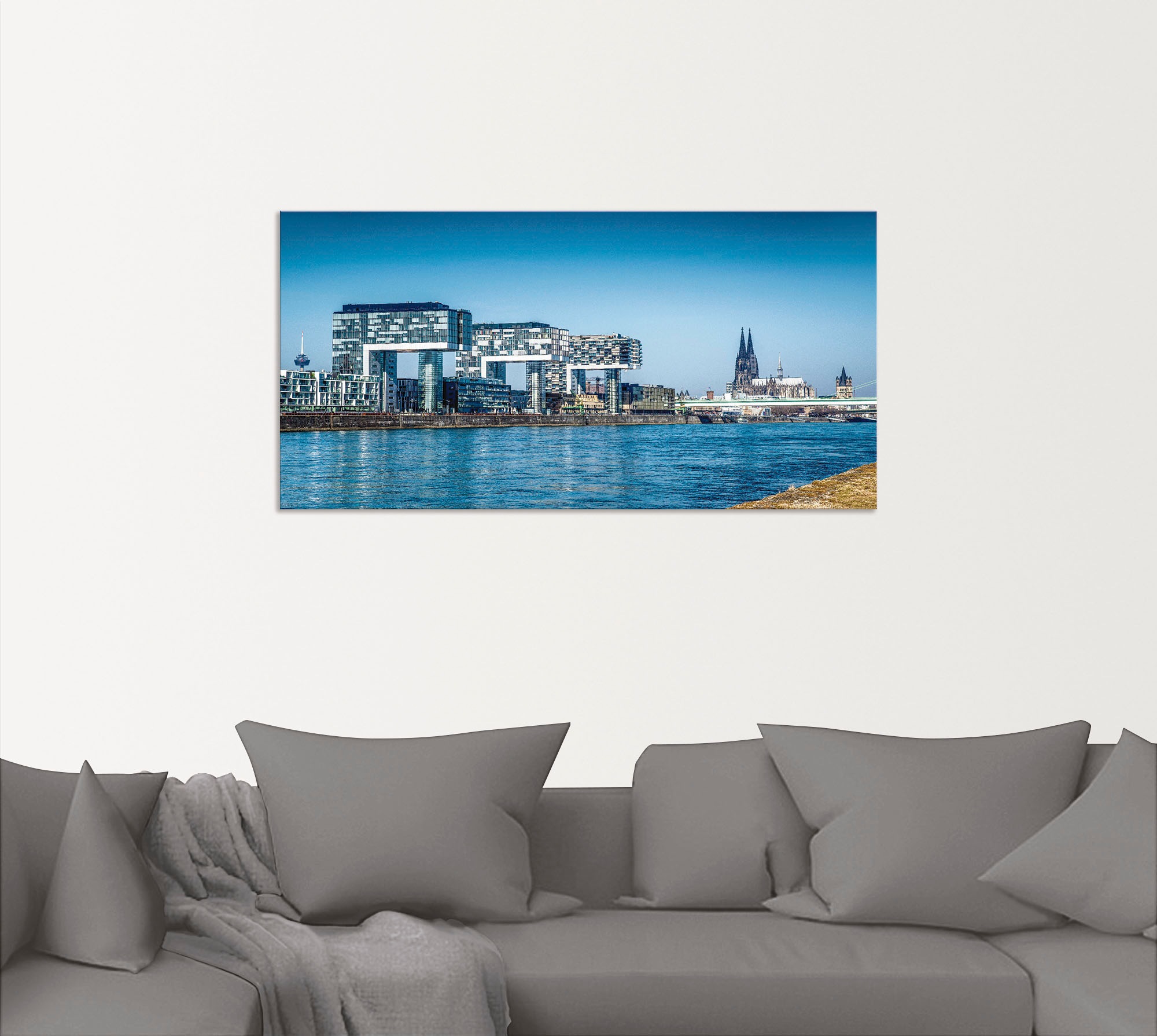 Artland Wandbild »Köln Kranhäuser und Dom«, Gebäude, (1 St.), als Alubild, Outdoorbild, Leinwandbild in verschied. Größen