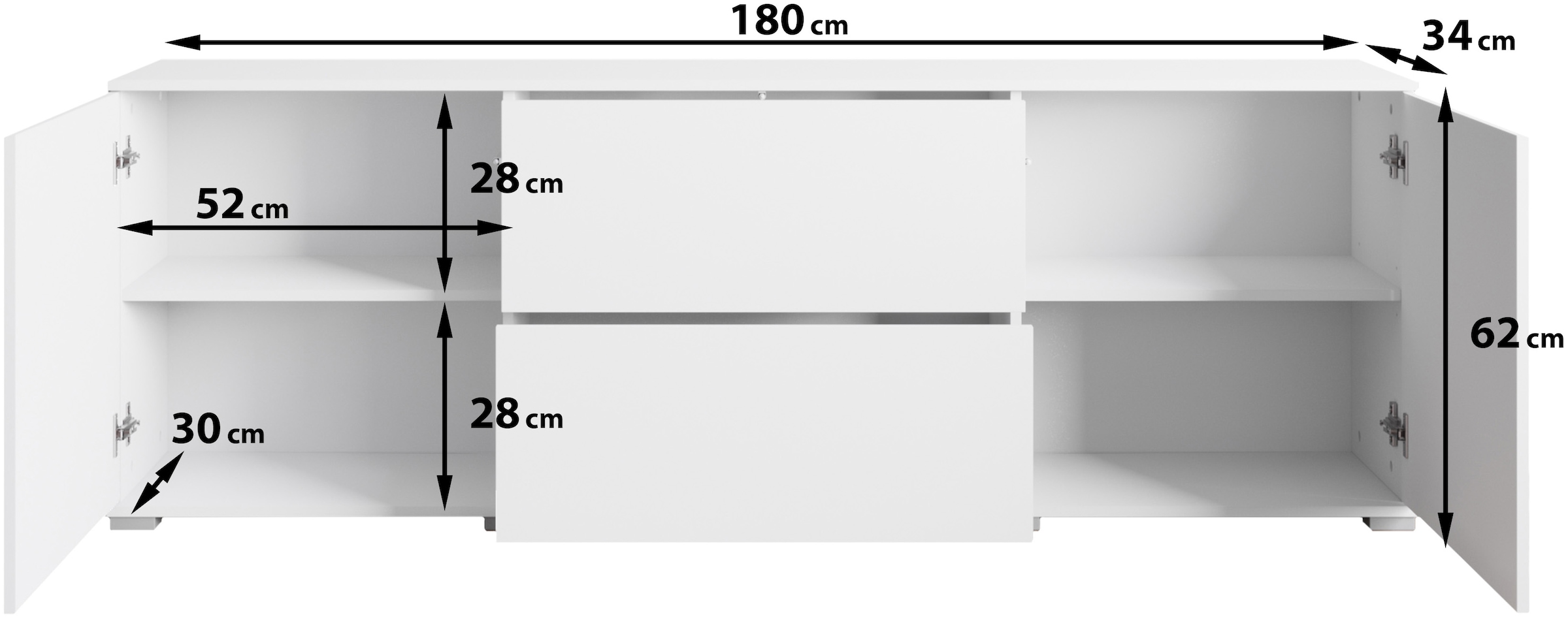 INOSIGN Lowboard »Kenia«, (1 St.), Der moderne RTV-Schrank, mit 2 Türen und 2 Schubladen, Breite 180 cm