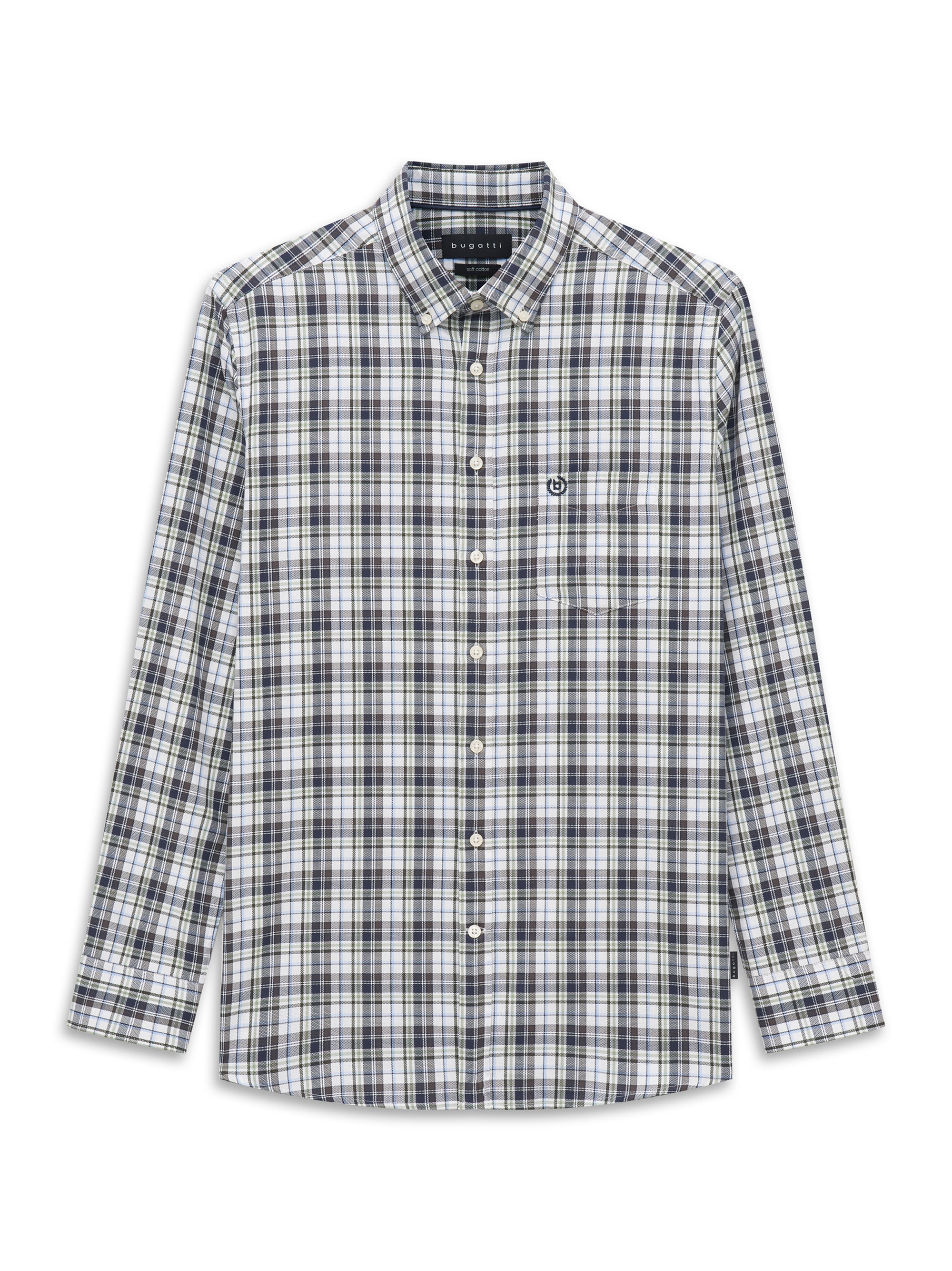 bugatti Langarmhemd »Modern Fit« Modern Fit Baumwolle Karo Button-Down