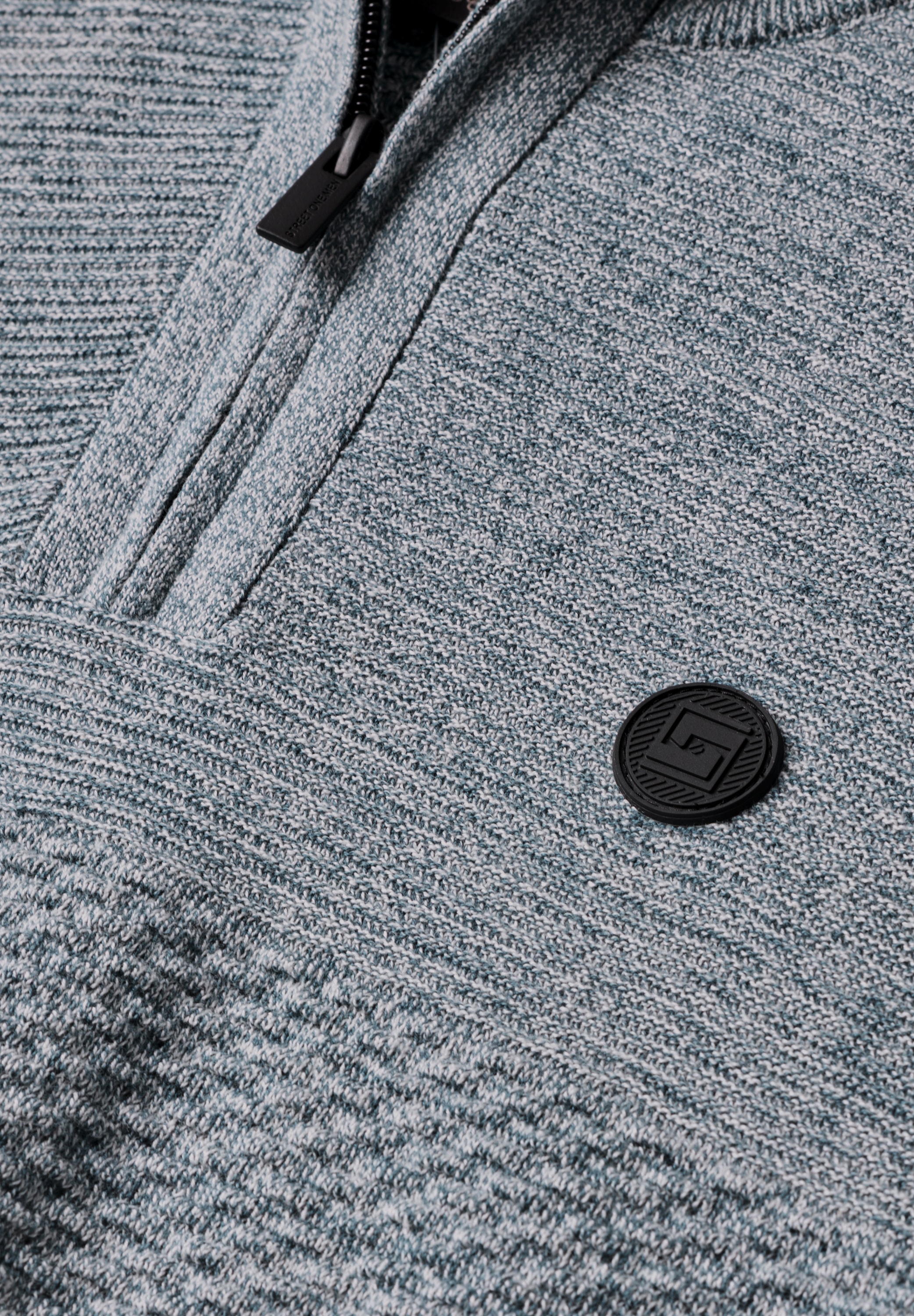 STREET ONE MEN Stehkragenpullover aus reiner Baumwolle