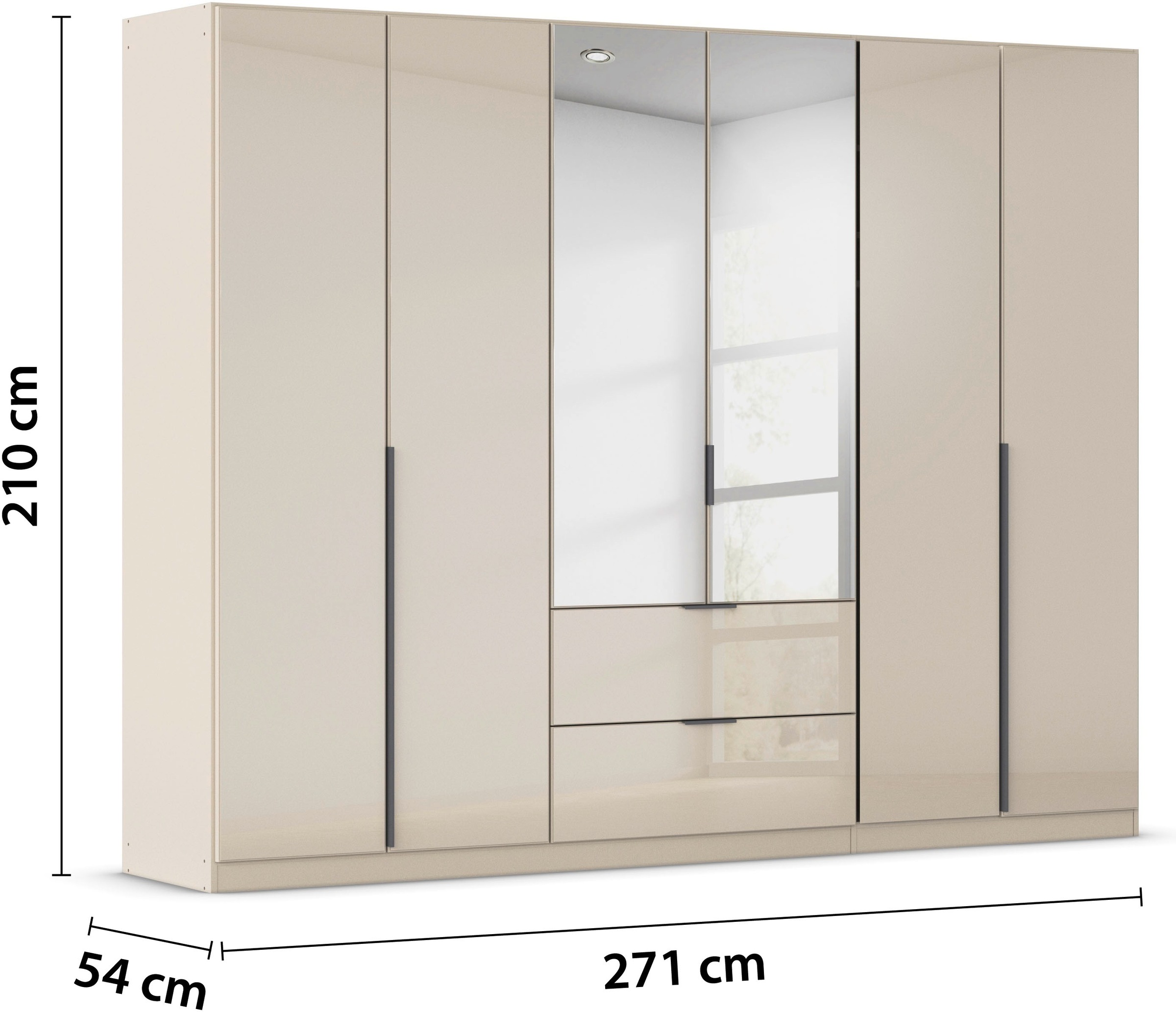 rauch Drehtürenschrank »Kleiderschrank Kleiderschränke Schrank Garderobe AGORDO mit Glasfront«, (in zwei Griff-Farben, Breiten 91-360 cm), mit Außenschubkästen, in 7 Breiten und 2 Höhen MADE IN GERMANY