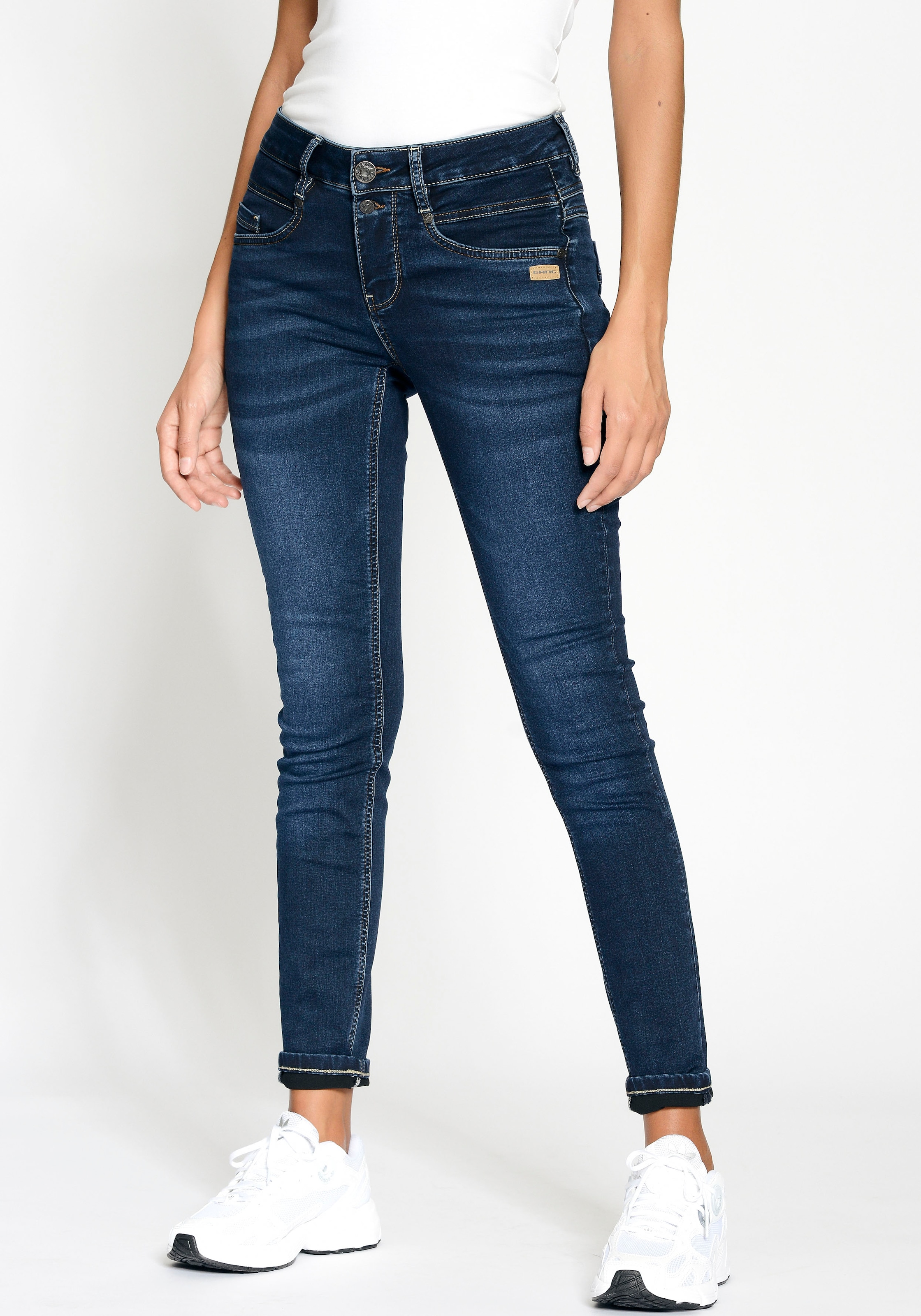GANG Skinny-fit-Jeans »94MORA«, mit 3-Knopf-Verschluss und Passe vorne für  bestellen | BAUR | Stretchjeans