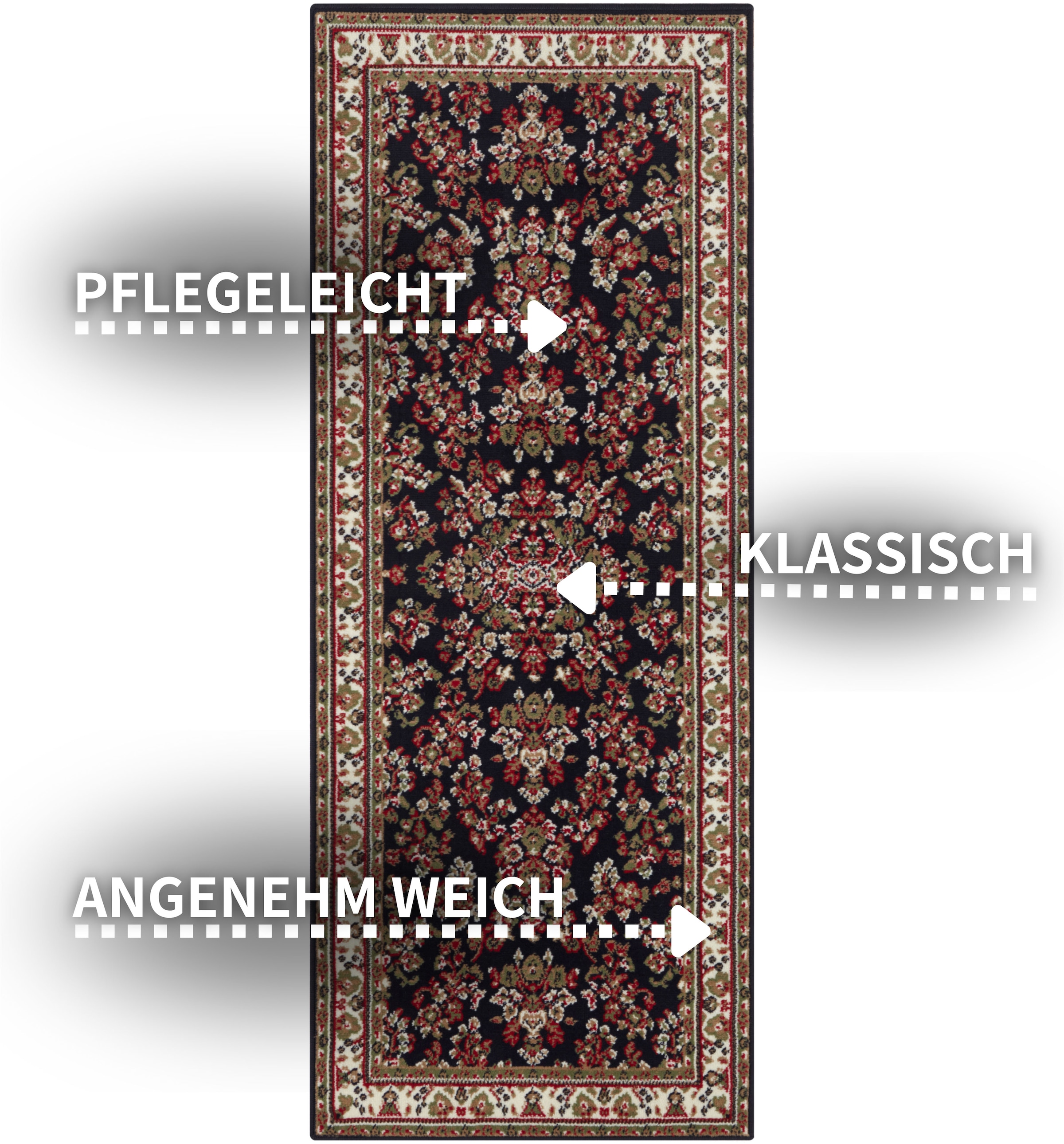 HANSE Home Teppich »Halton«, rechteckig, 8 mm Höhe, Kurzflor, Orient-Optik, mit Bordüre, Läufer, pflegeleicht, gekettelt
