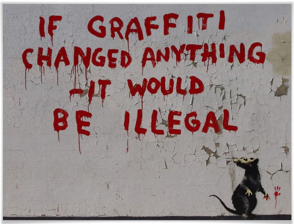 Poster »Straßenkunst If graffiti changed anything«, Graffiti, (1 St.), Poster ohne...