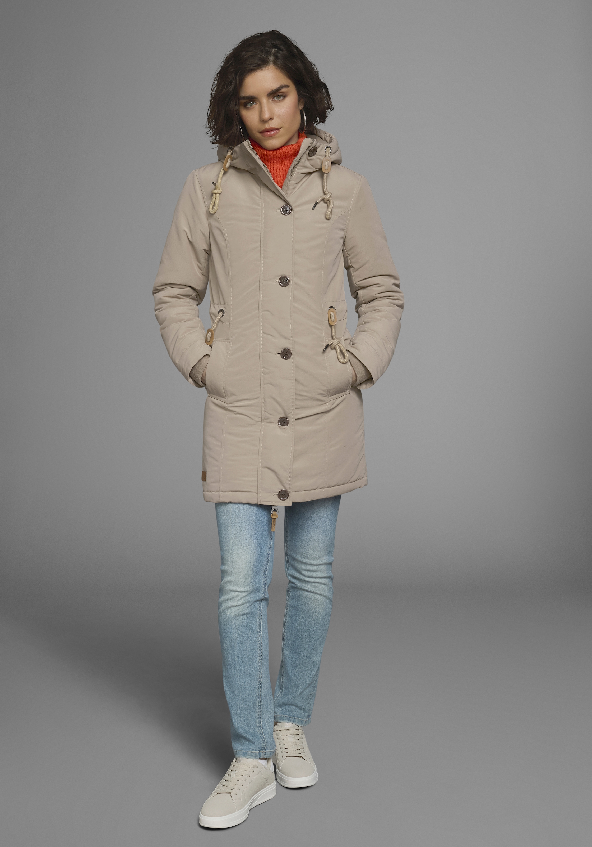 KangaROOS Winterjacke, mit Kapuze, für die kalte Jahreszeit, aus leichtem Webstoff, modisch