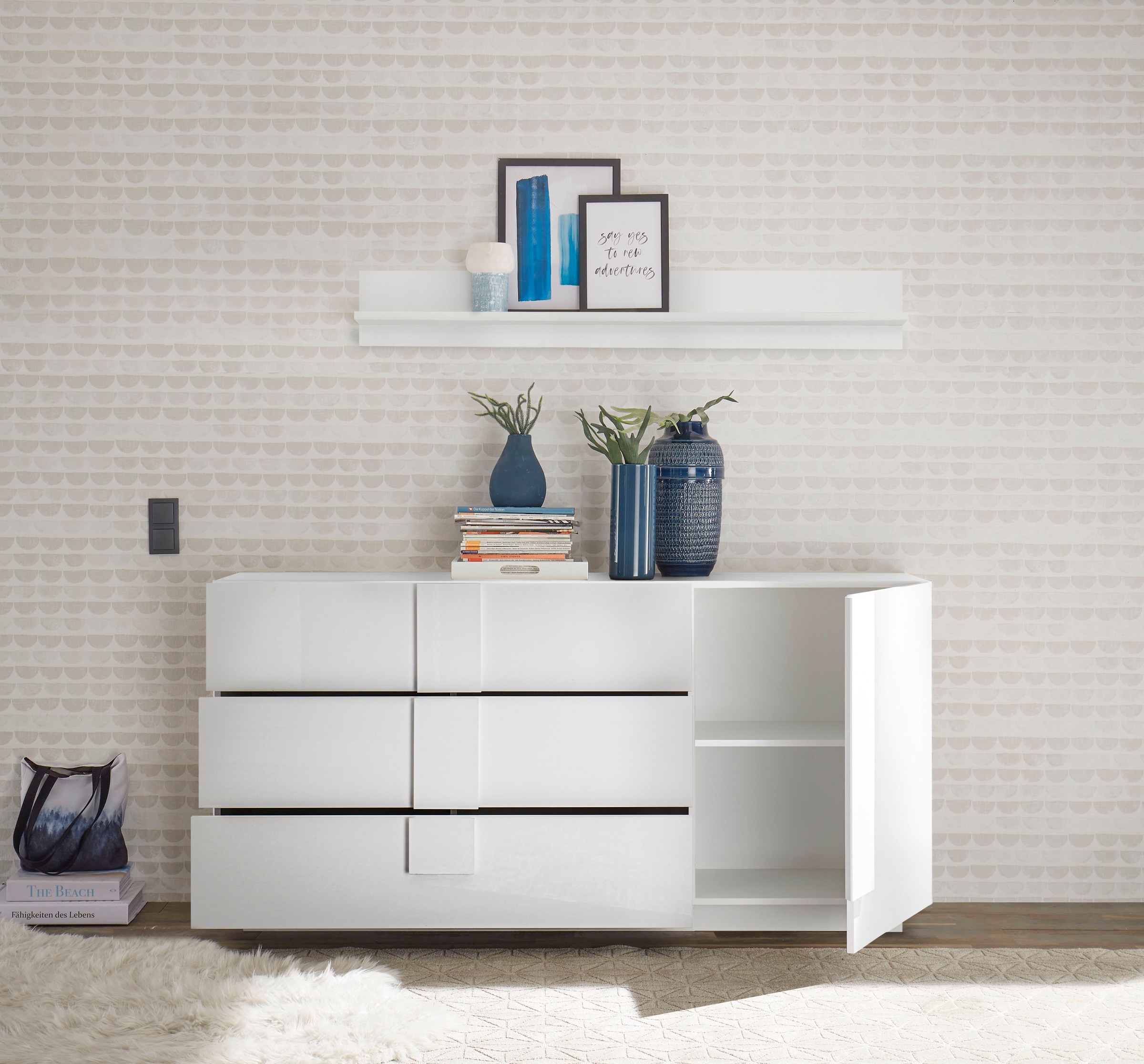 INOSIGN Sideboard »Jupiter, Breite 181 cm, Kommode mit 1 Tür Softclosing, 3 Schubkästen«, viel Stauraum, moderne Griffblenden, FSC®
