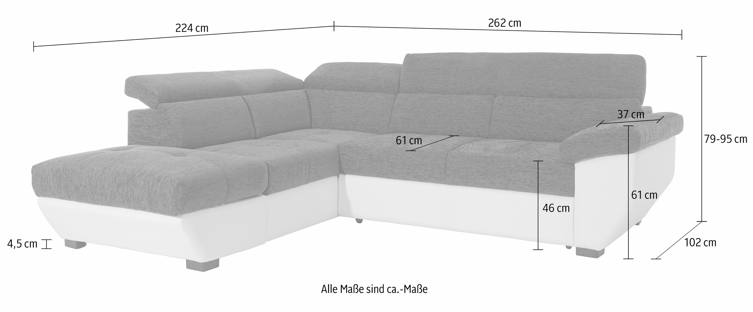 COTTA Ecksofa »Speedway L-Form«, mit Kopfteilverstellung, wahlweise mit Bettfunktion & Bettkasten