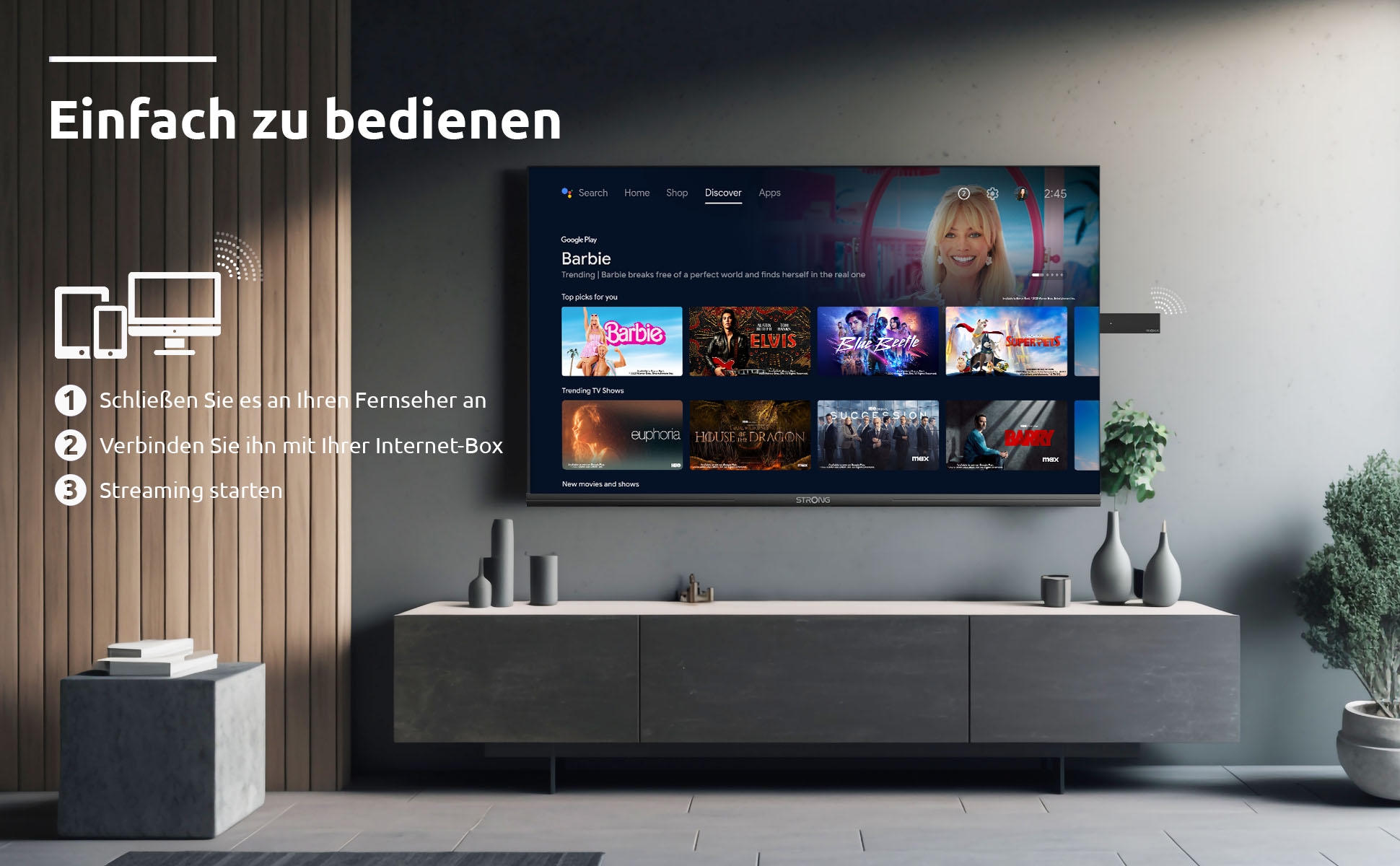 Strong Streaming-Stick »LEAP-UNA«, Video-Streaming: Netflix, Youtube, Amazon Prime Video, Disney+