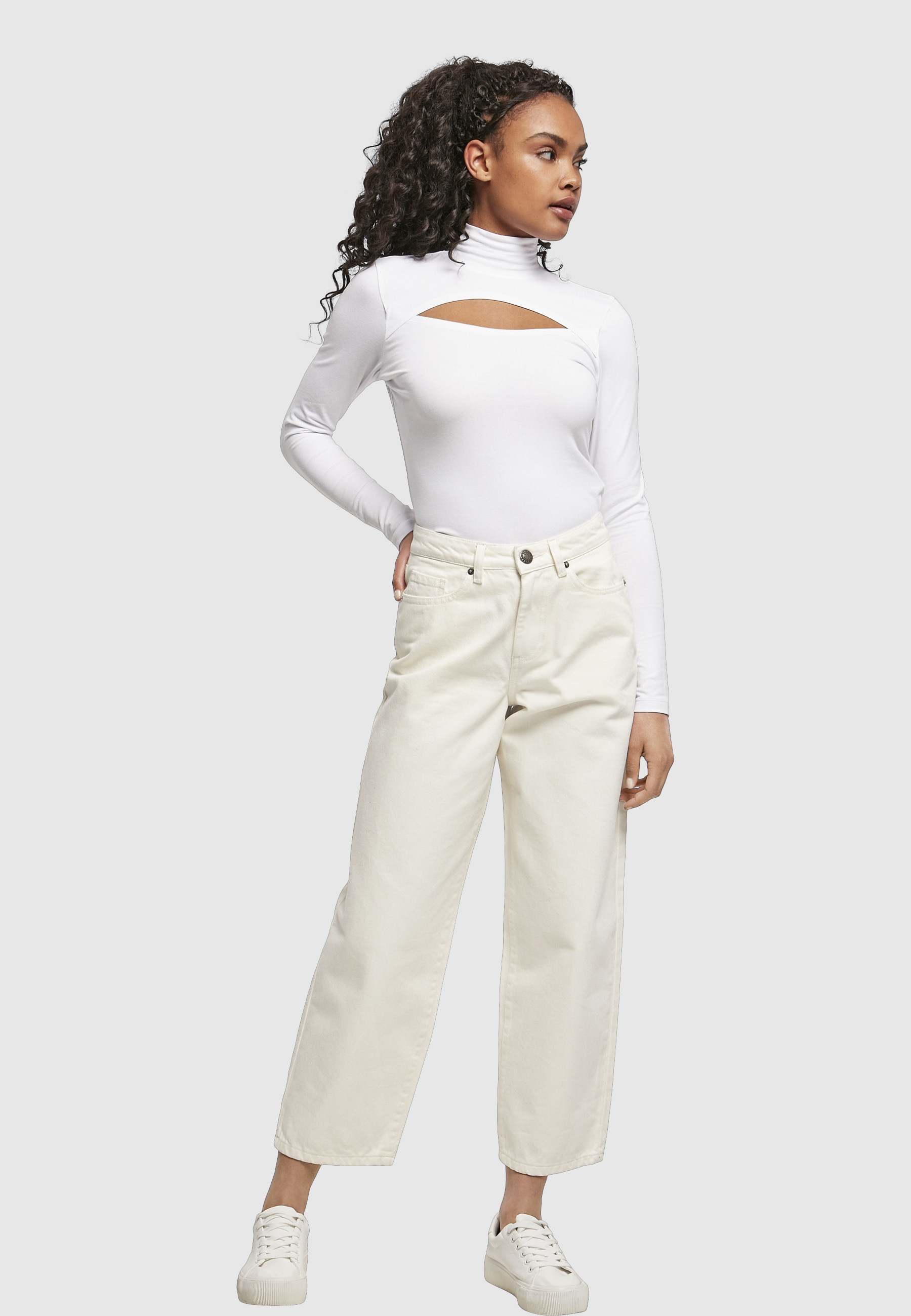 URBAN CLASSICS Langarmshirt »Urban Classics Damen Ladies Cut-Out Turtleneck Longsleeve« 1 Stk.