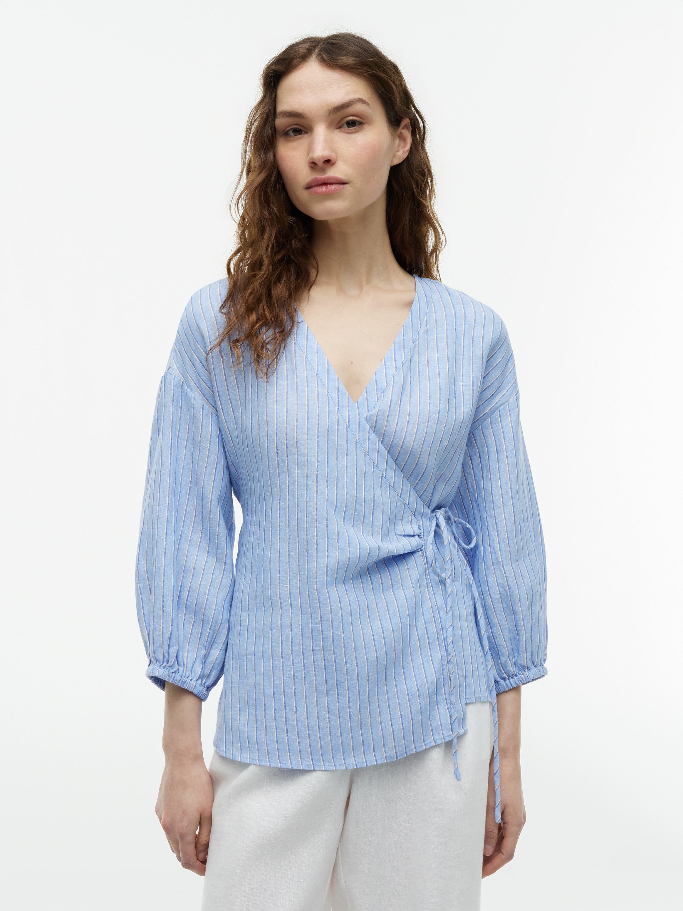 Tommy Hilfiger Wickelbluse "SUMMER LINEN WRAP TIE BLOUSE" Leinen