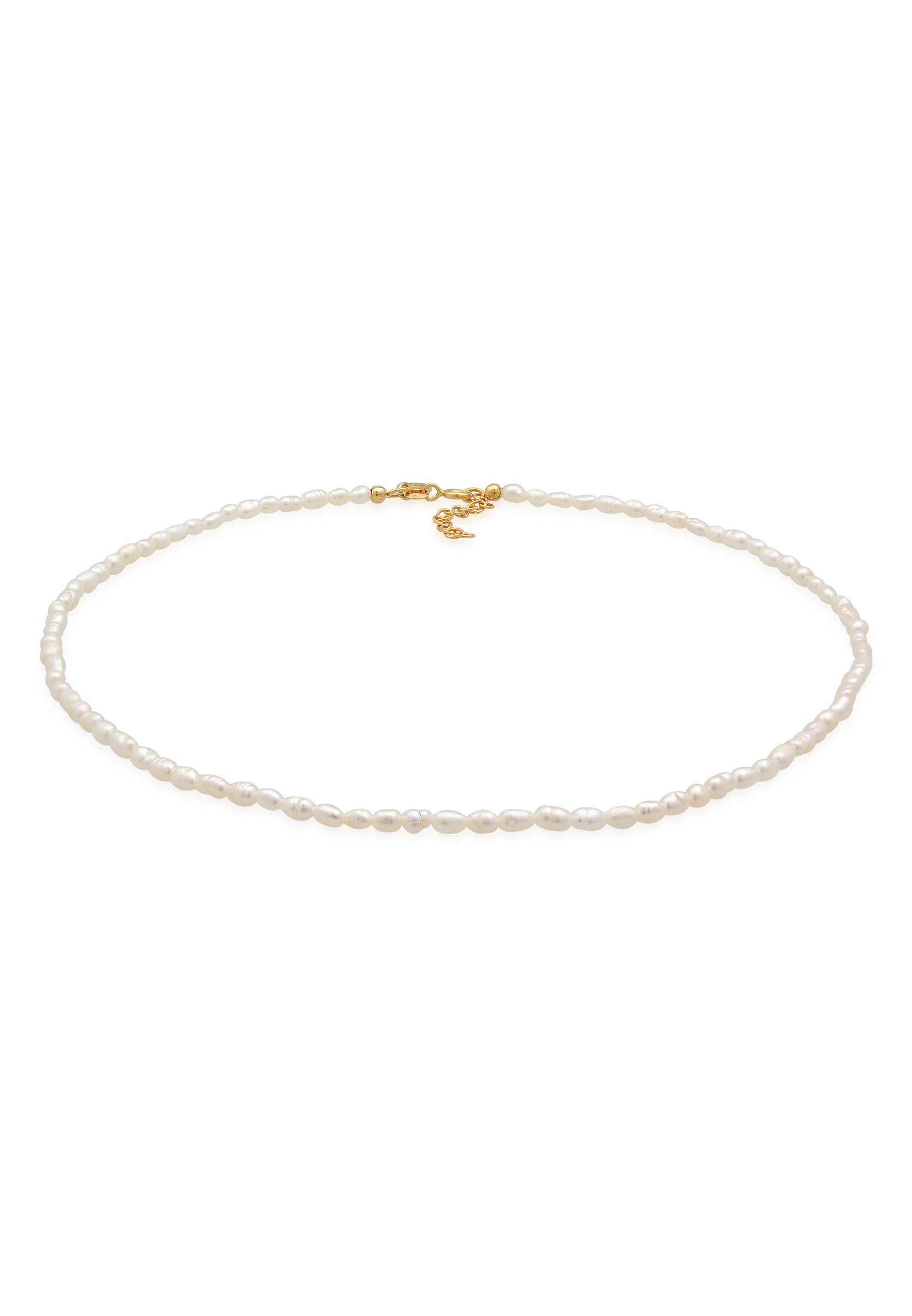 "Choker ELLI PREMIUM ""Halskette Choker Süßwasserperlen Klassik 925 Silber"" Gr. 36, gold, Halsketten, Damen, 36, ohne Stein, Silber 925
