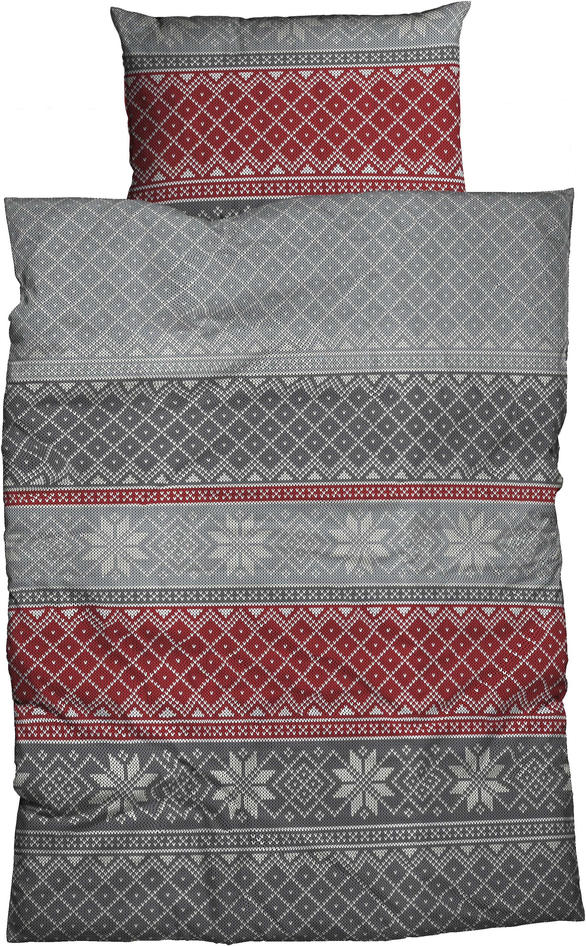 CASATEX Bettwäsche "Moldau" 2 Stk. norwegisches Muster, Schneekristalle, rustikales und elegantes Design