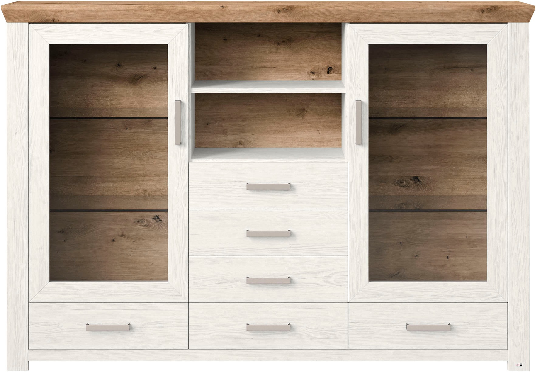 set one by Musterring Highboard "York", Typ 56, mit Glastüren, Beleuchtung günstig online kaufen