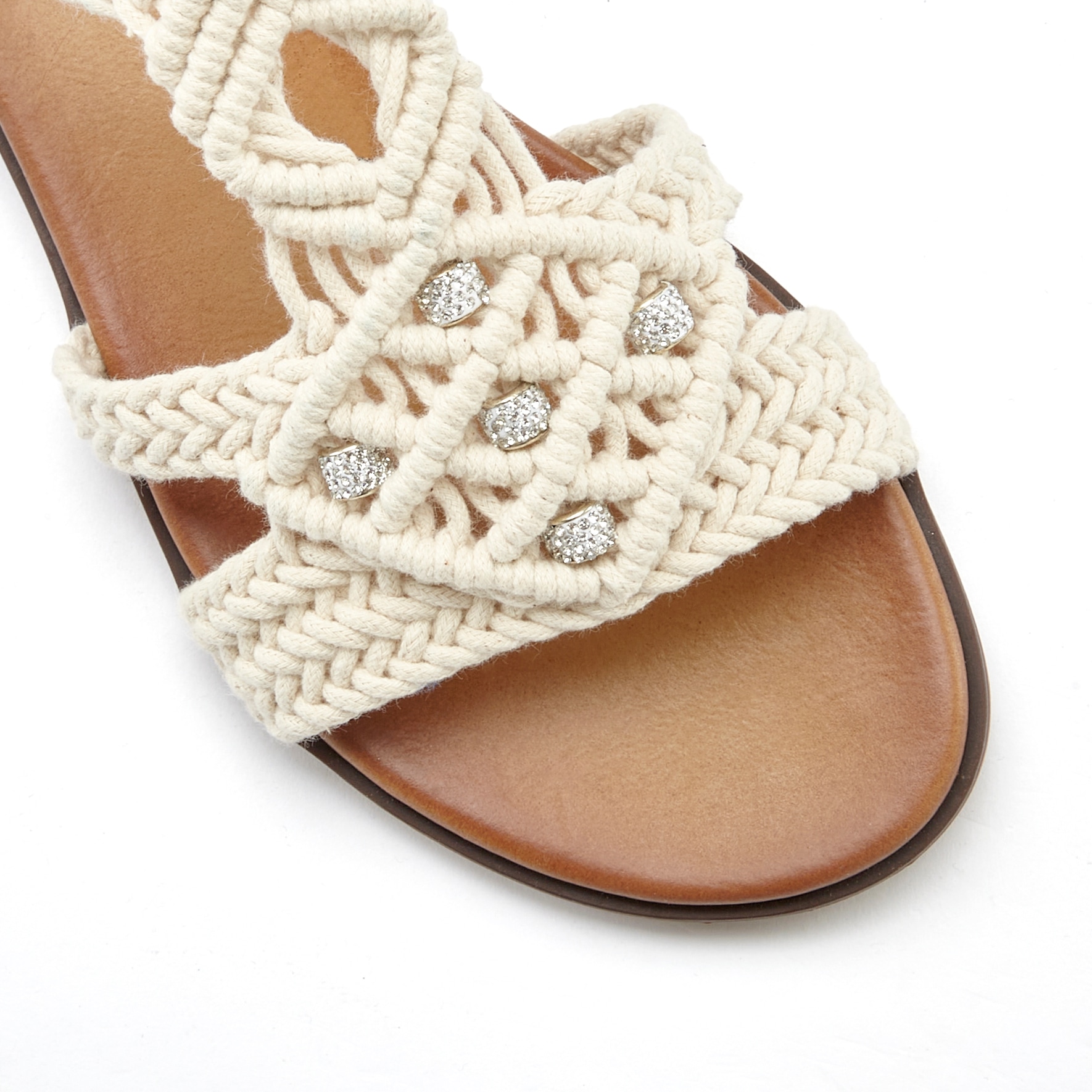 LASCANA Sandale »Sommerschuh, offener Schuh, Pantolette,«, in trendiger Häkeloptik, Glitzerdetails und elastischen Riemchen