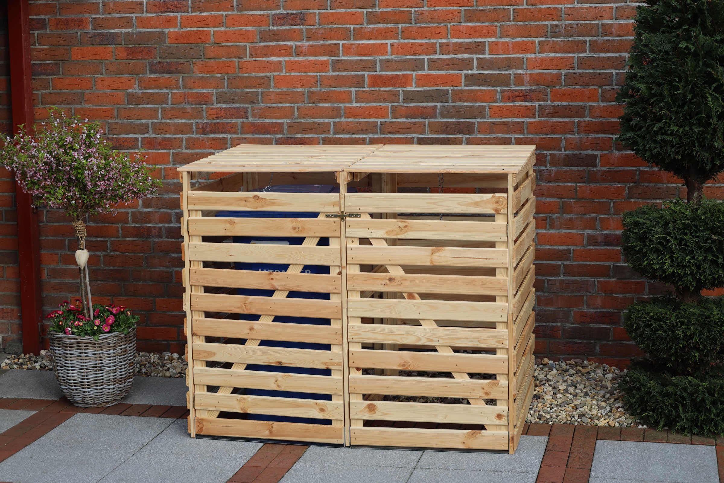 promadino Mülltonnenbox »Vario V«, für 2 x 240 l, holzfarben
