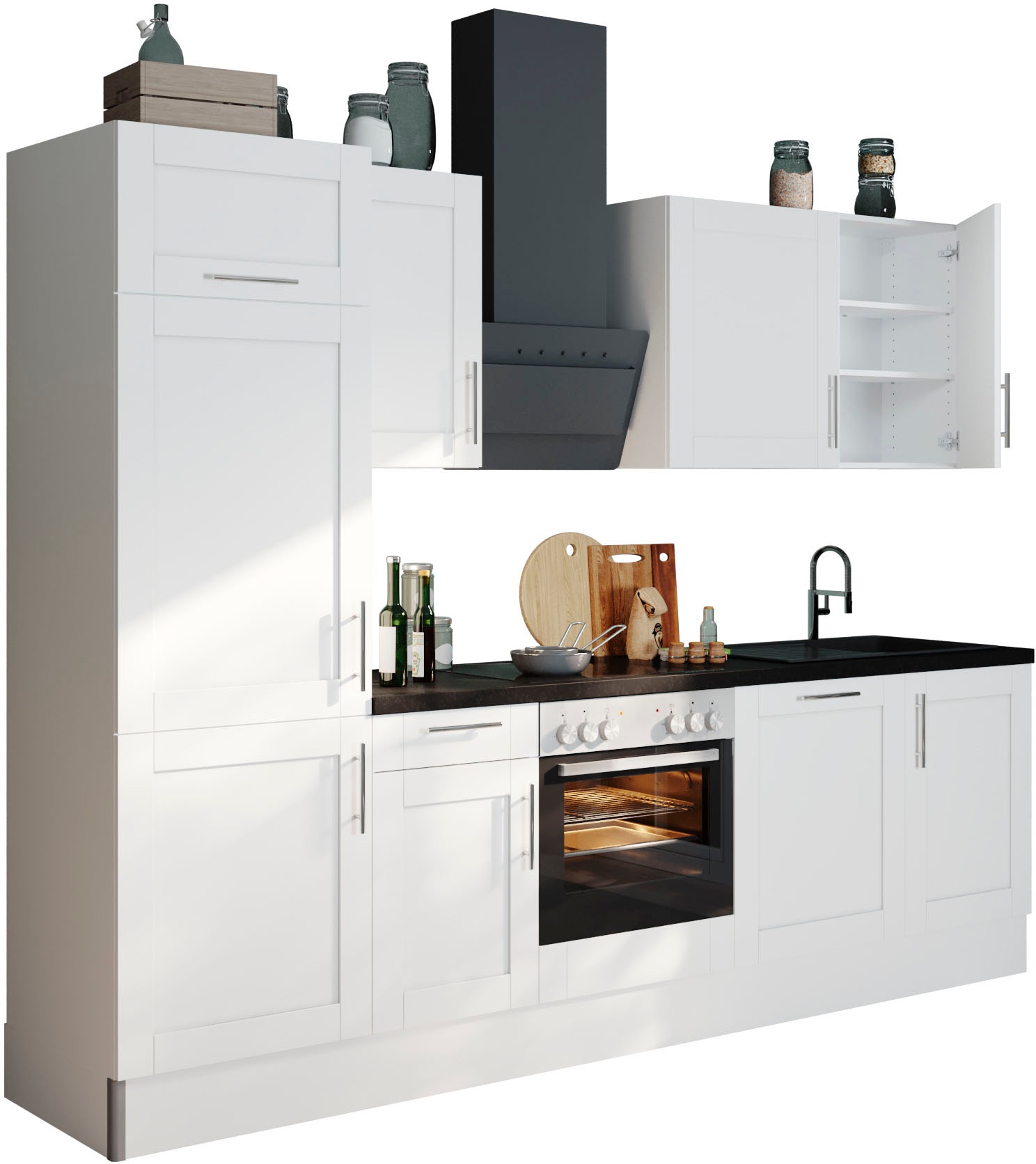 OPTIFIT Küche "Ahus", 280 cm breit,wahlweise mit E-Geräten,MDF Fronten, Soft Close Funktion