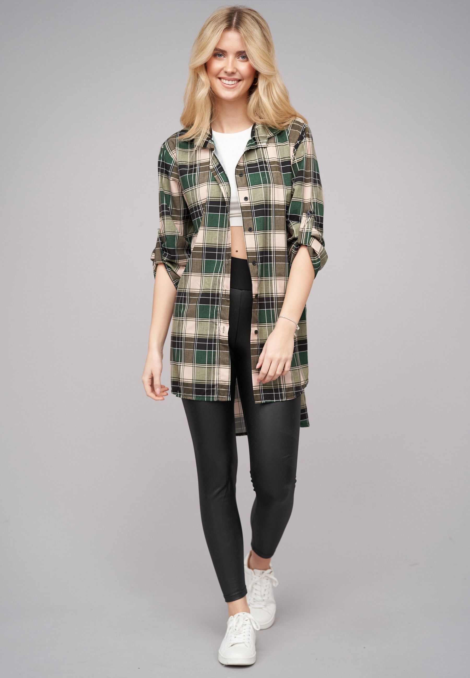 CLOUD 5IVE Klassische Bluse »CLOUD 5IVE Turn Up 3/4 Arm Bluse kariert small«