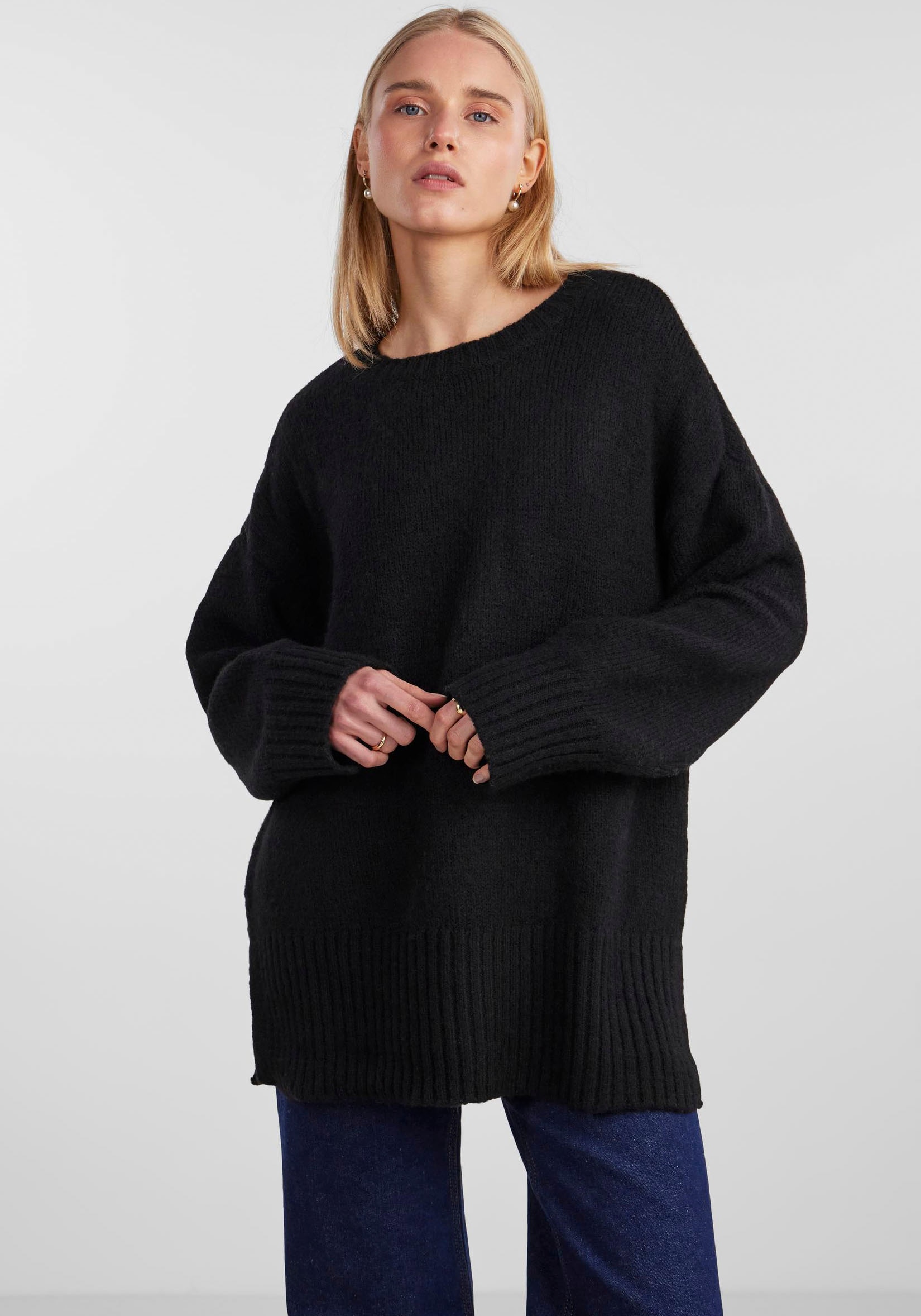 pieces Rundhalspullover »PCNANCY LS LOOSE O-NECK KNIT NOOS BC«, Oversized