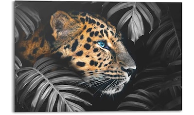Wandbild »Wandbild Leopard Jungle - Pflanze - Tiermotiv«, Leopard, (1 St.)