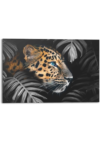 Wandbild »Wandbild Leopard Jungle - Pflanze - Tiermotiv«, Leopard, (1 St.)