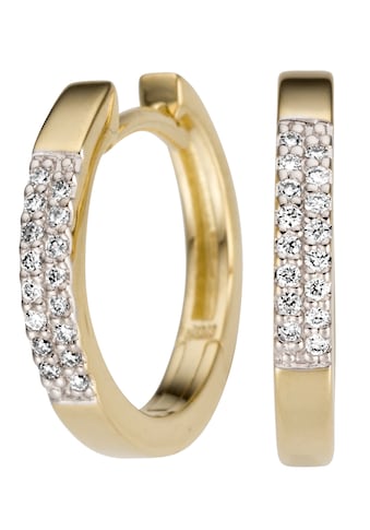 JOBO Paar Creolen »Ohrringe 14 mm mit 32 Diamanten«, 585 Gold kaufen