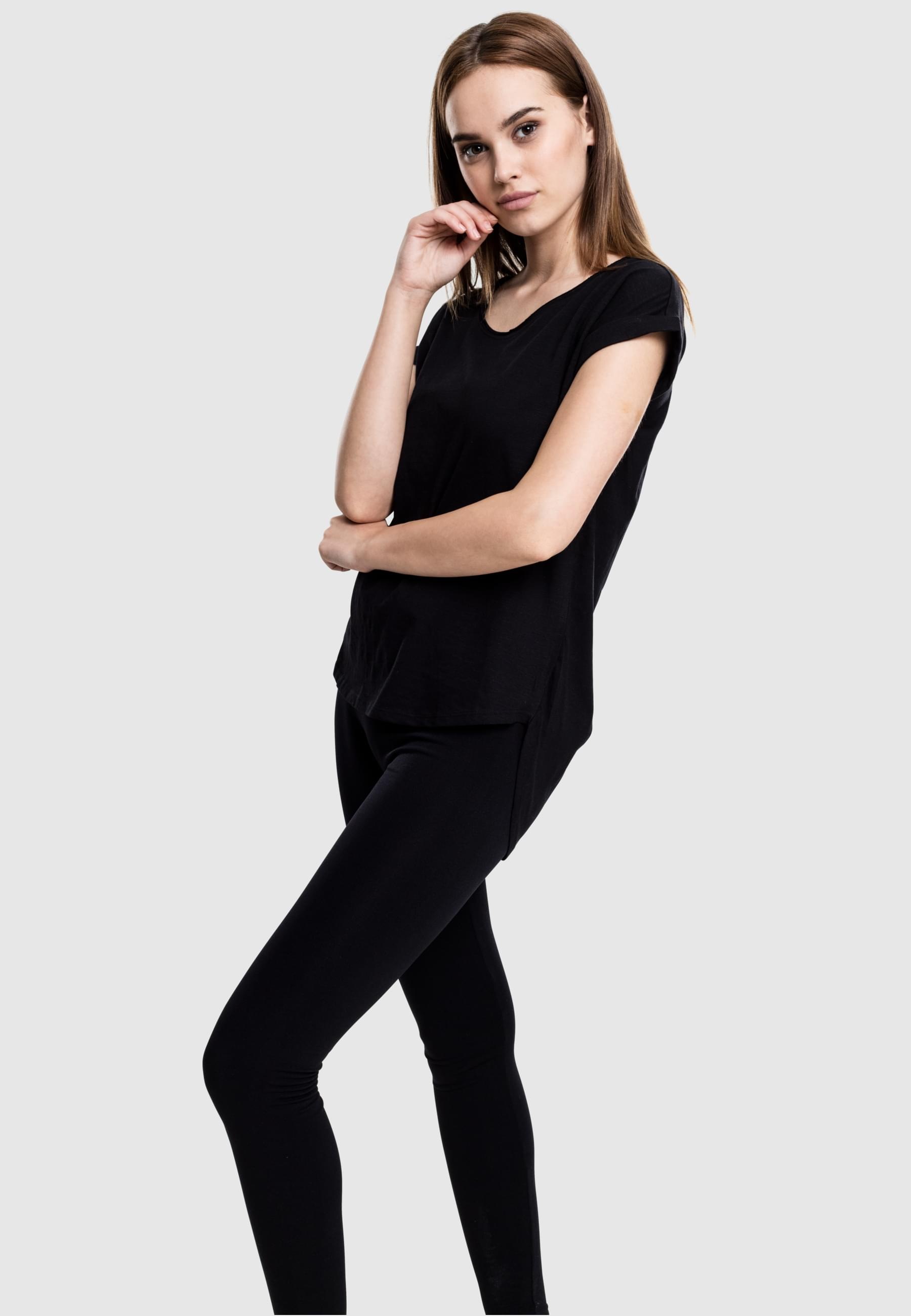 URBAN CLASSICS Kurzarmshirt »Urban Classics Damen Ladies Long Back Shaped Slub Tee«, (1 tlg.)