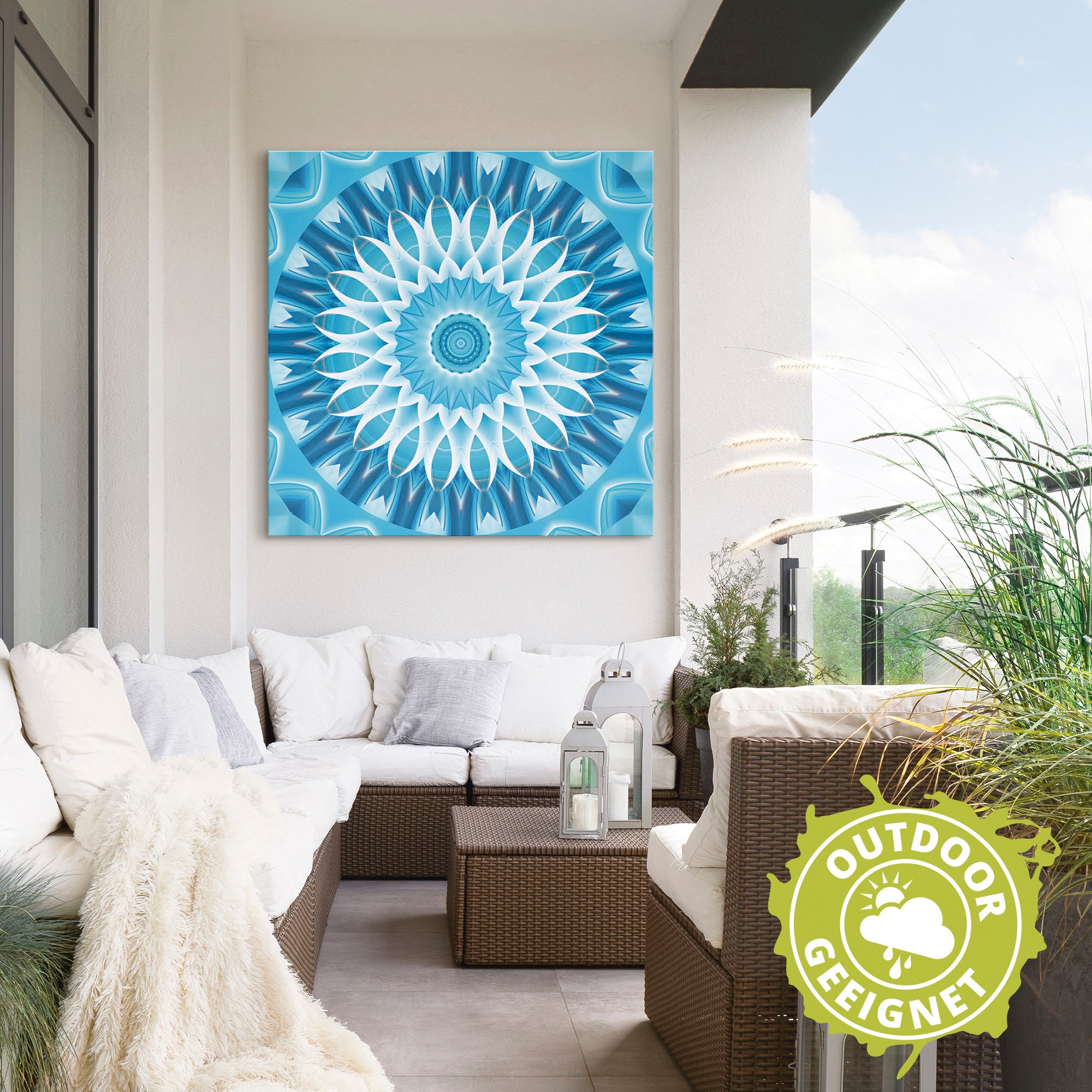 Artland Wandbild »Mandala blau Blüte«, Muster, (1 St.), als Leinwandbild in verschied. Größen