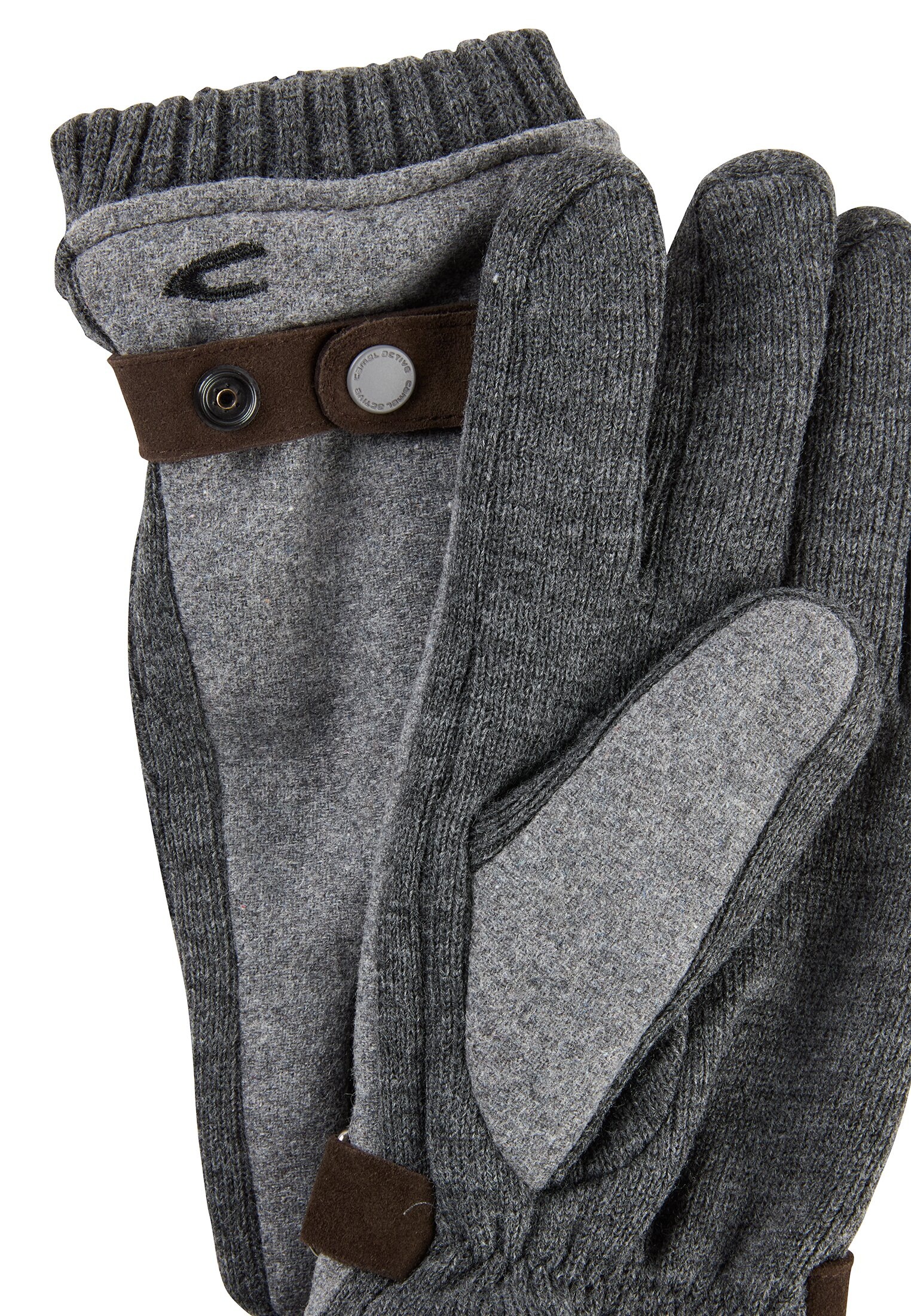camel active Strickhandschuhe mit Schnalle und Druckknöpfen, Woll-Anteil