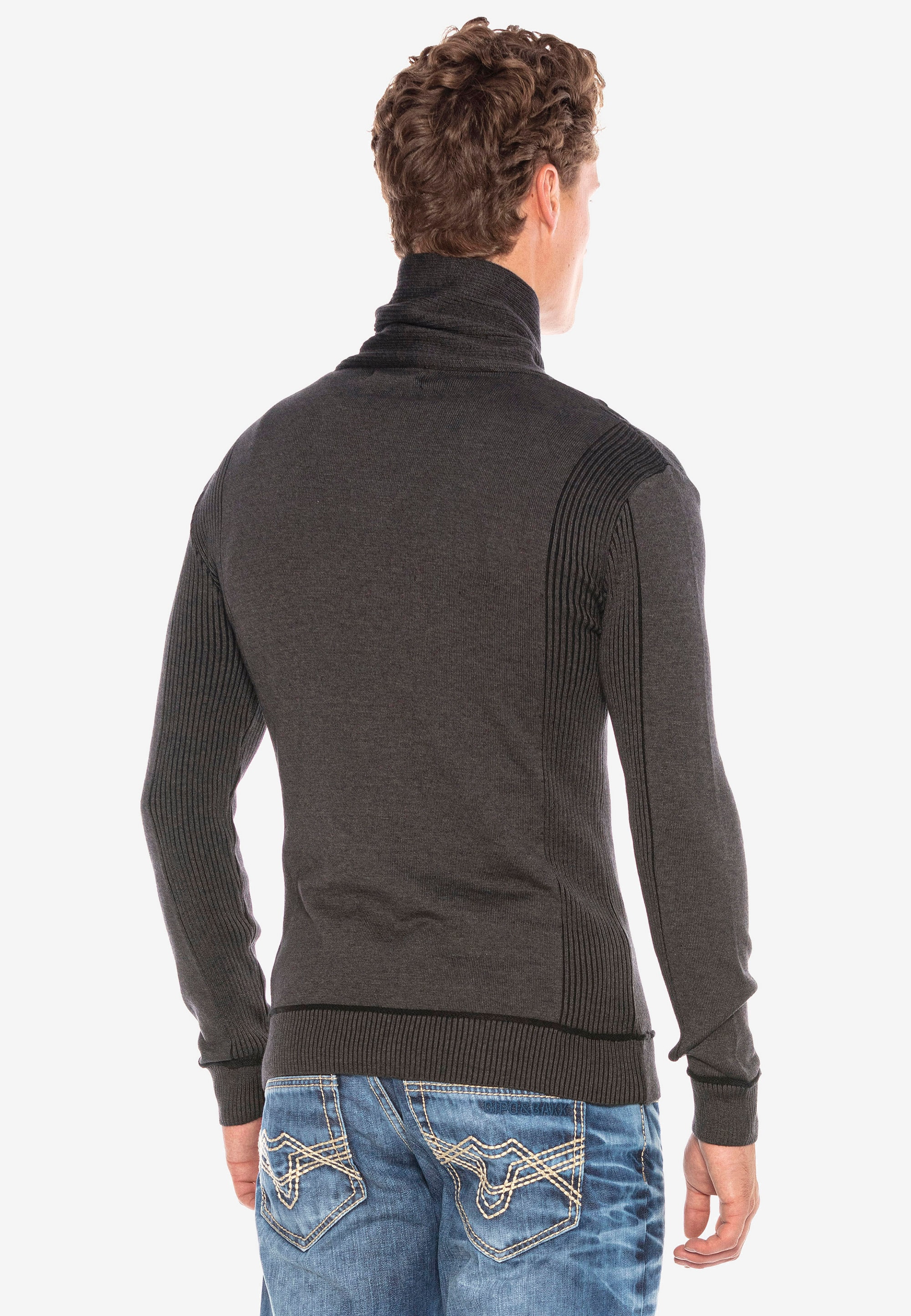 Cipo & Baxx Strickpullover, mit asymmetrischem Schalkragen