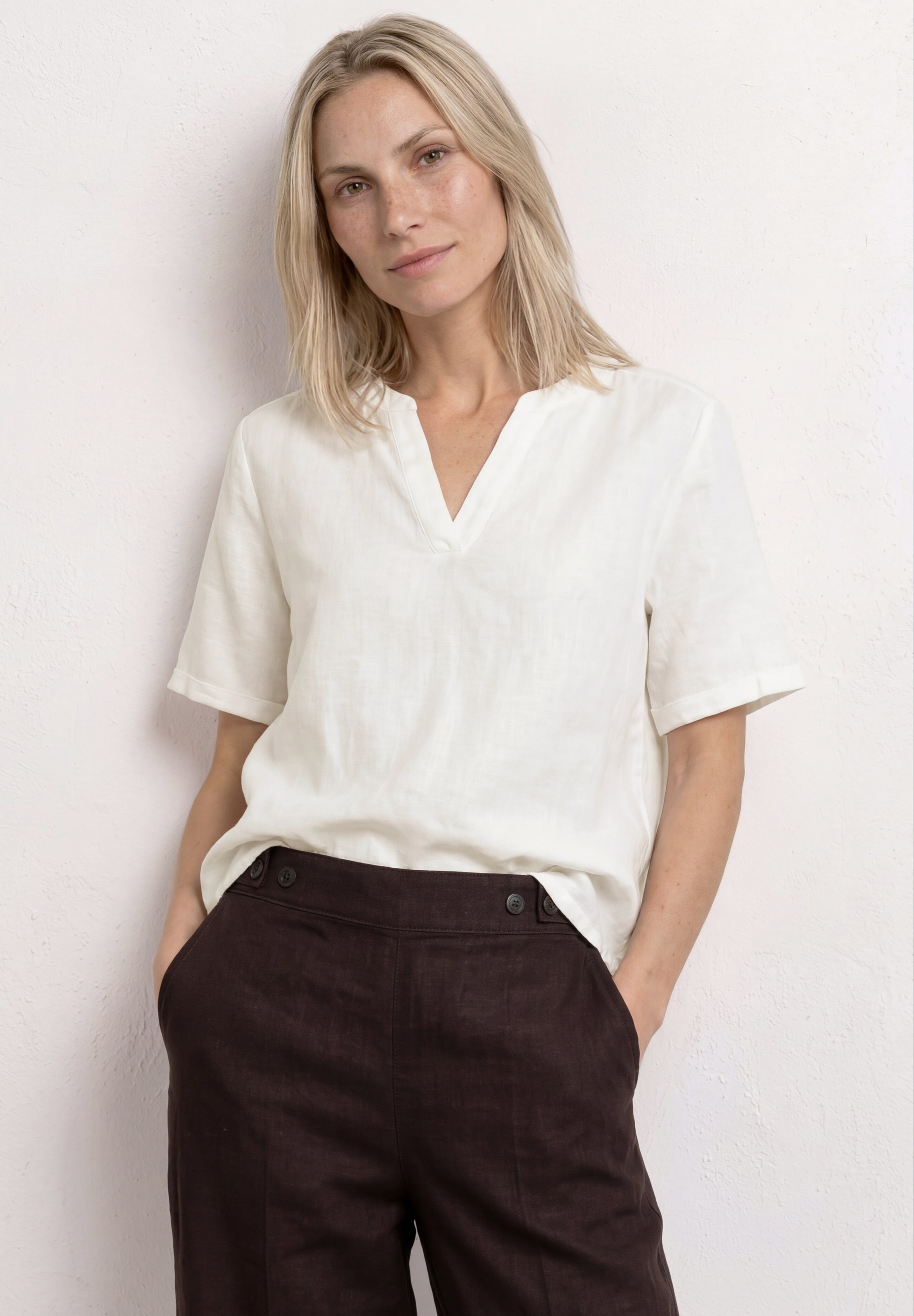 STREET ONE Shirtbluse mit Leinenanteil