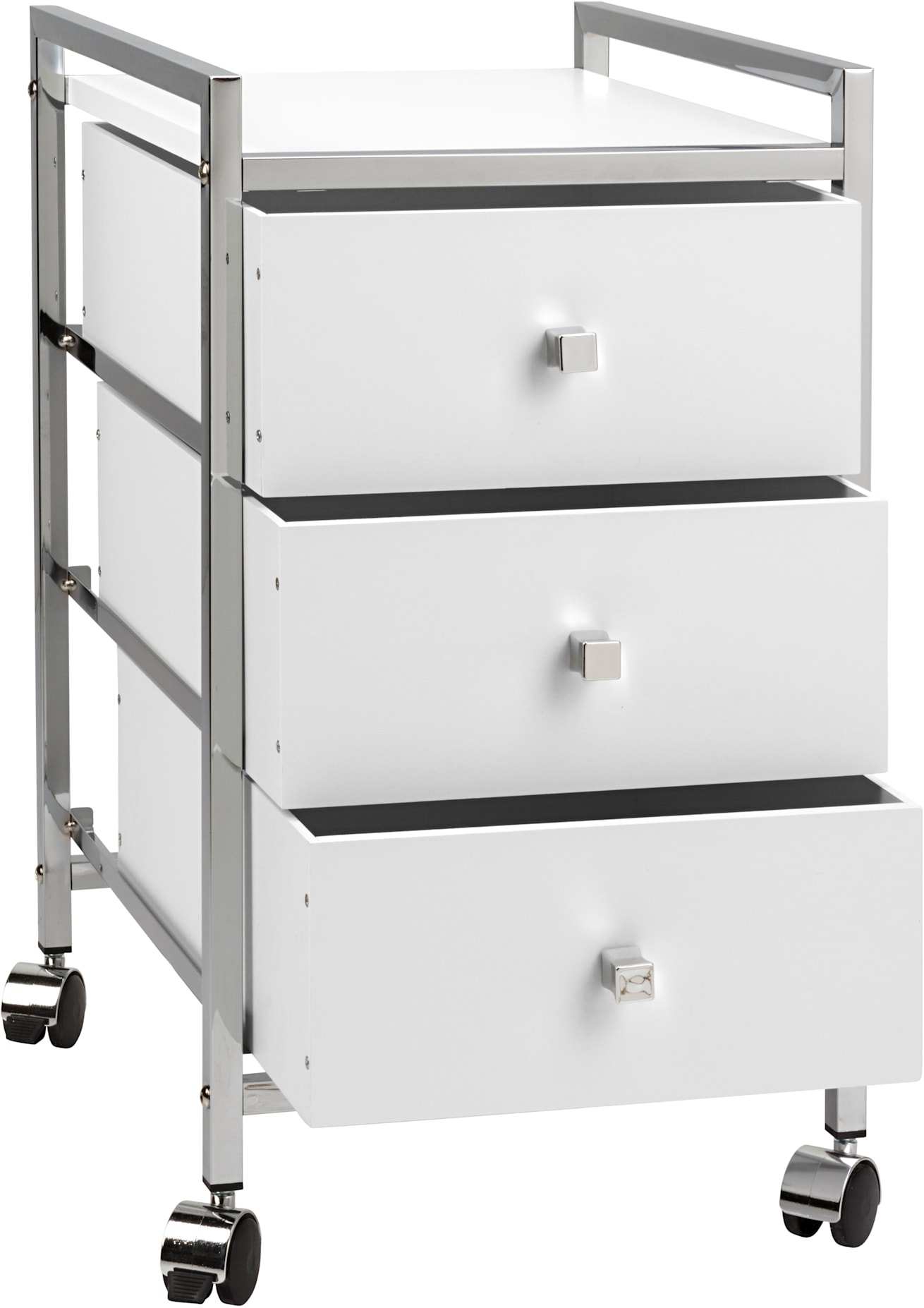 Rollwagen HEINE HOME, B:32,5cm H:57cm T:39,5cm, weiß, MDF, Stahl, Küche, Rollwagen