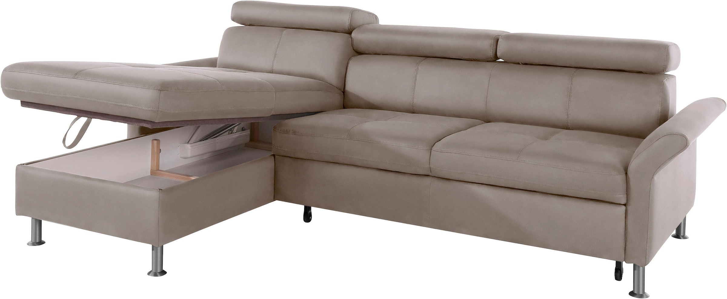 exxpo - sofa fashion Ecksofa »Maretto, bequem und komfortabel, L-Form«, inkl. Kopf- bzw. Rückenverstellung, wahlweise mit Bettfunktion