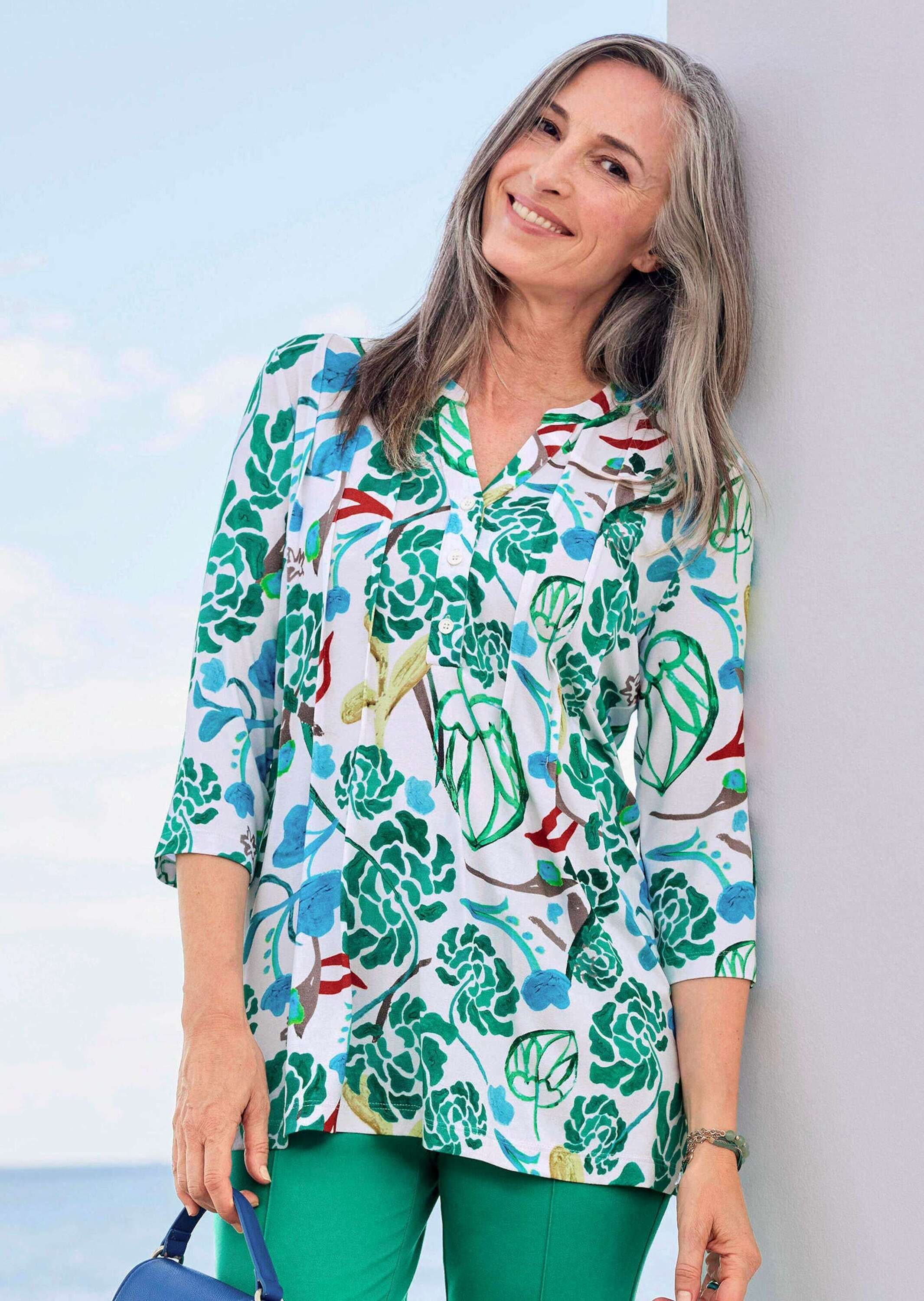 GOLDNER Tunika »Halbarm Tunika mit Allover-Print«