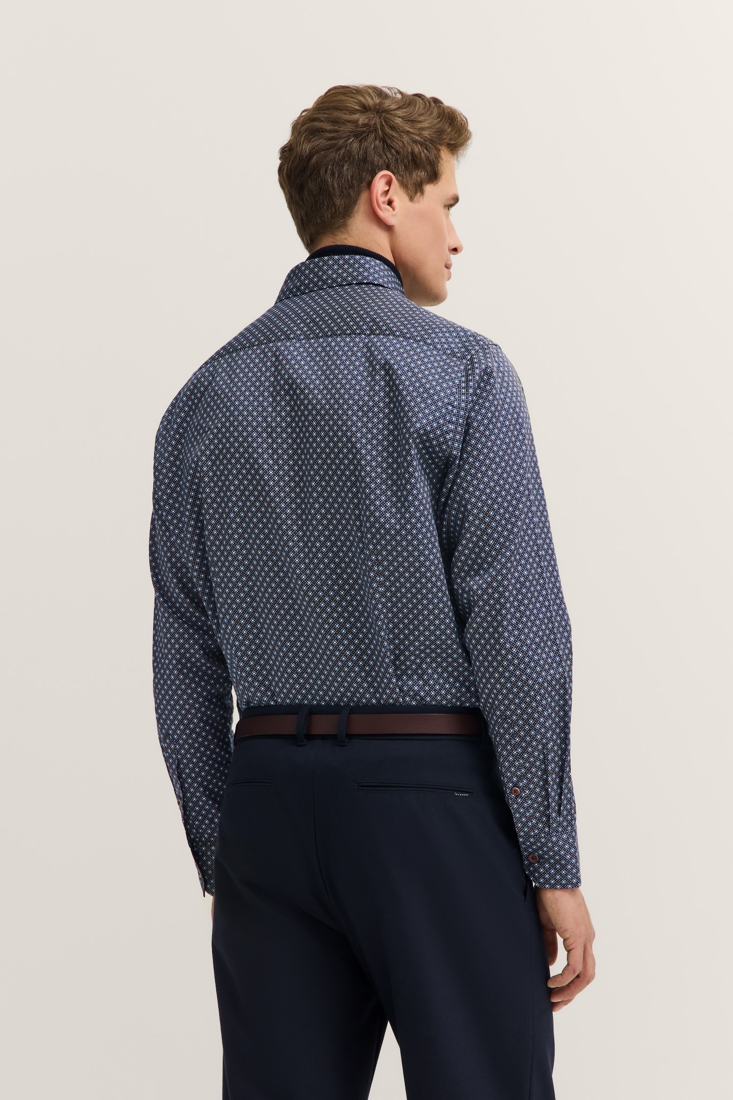 bugatti Langarmhemd "Satin Finish", mit Rauten-Muster und Easy-Care Funktio günstig online kaufen
