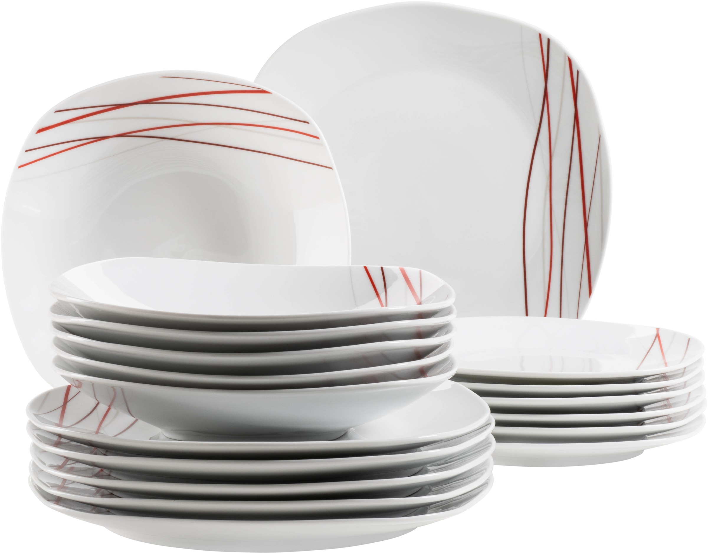 MÄSER Teller-Set "SENCILLA, Geschirr Set, Porzellan", 18 Stk.weiß, Geschirr-Sets