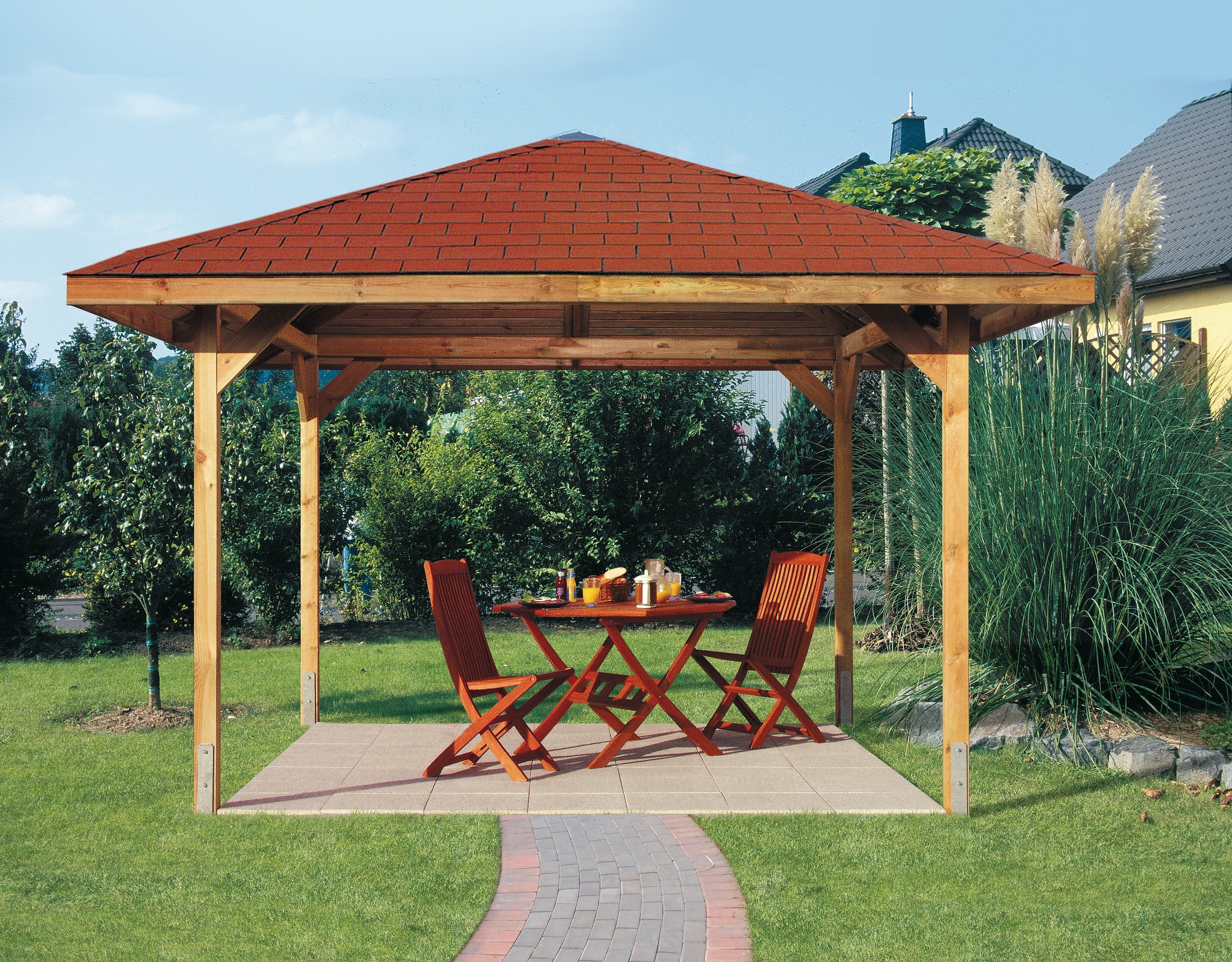weka Pavillon "Paradies 2" BxT: 380x380 cm, inkl. Dachschindeln und Pfosten günstig online kaufen