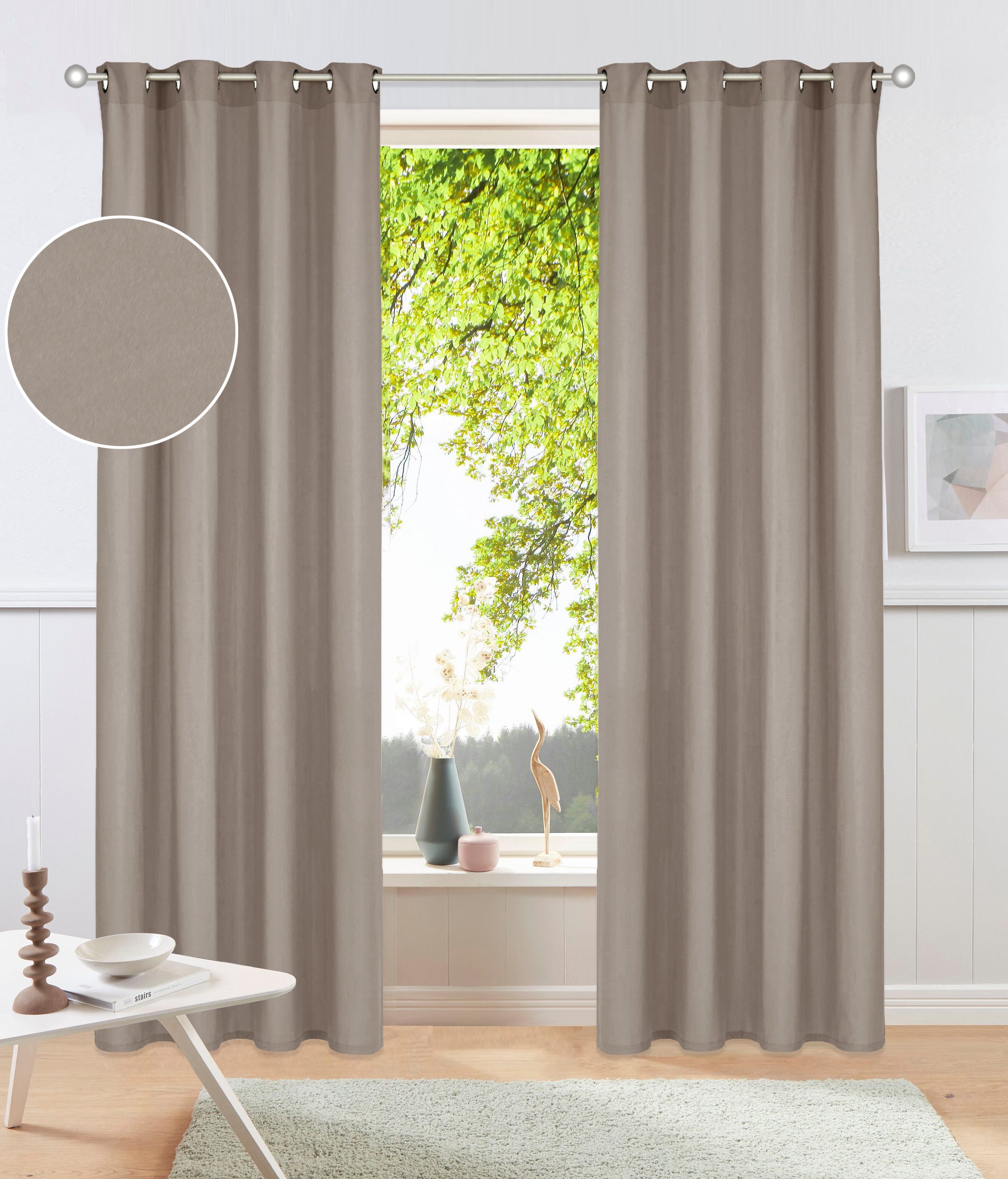 OTTO home Vorhang "Parry" Ösen 2 Stk. tlg. 2-er Set, blickdicht, monochrom, basic
