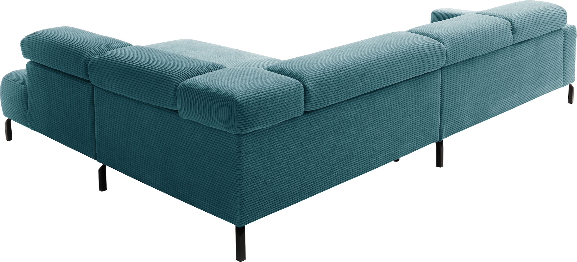 Places of Style Ecksofa »Antonelli, L-Form, inkl. Kopfteilverstellung, Breite 312 cm«, ohne Sitztiefenverstellung, in Cord, petrol
