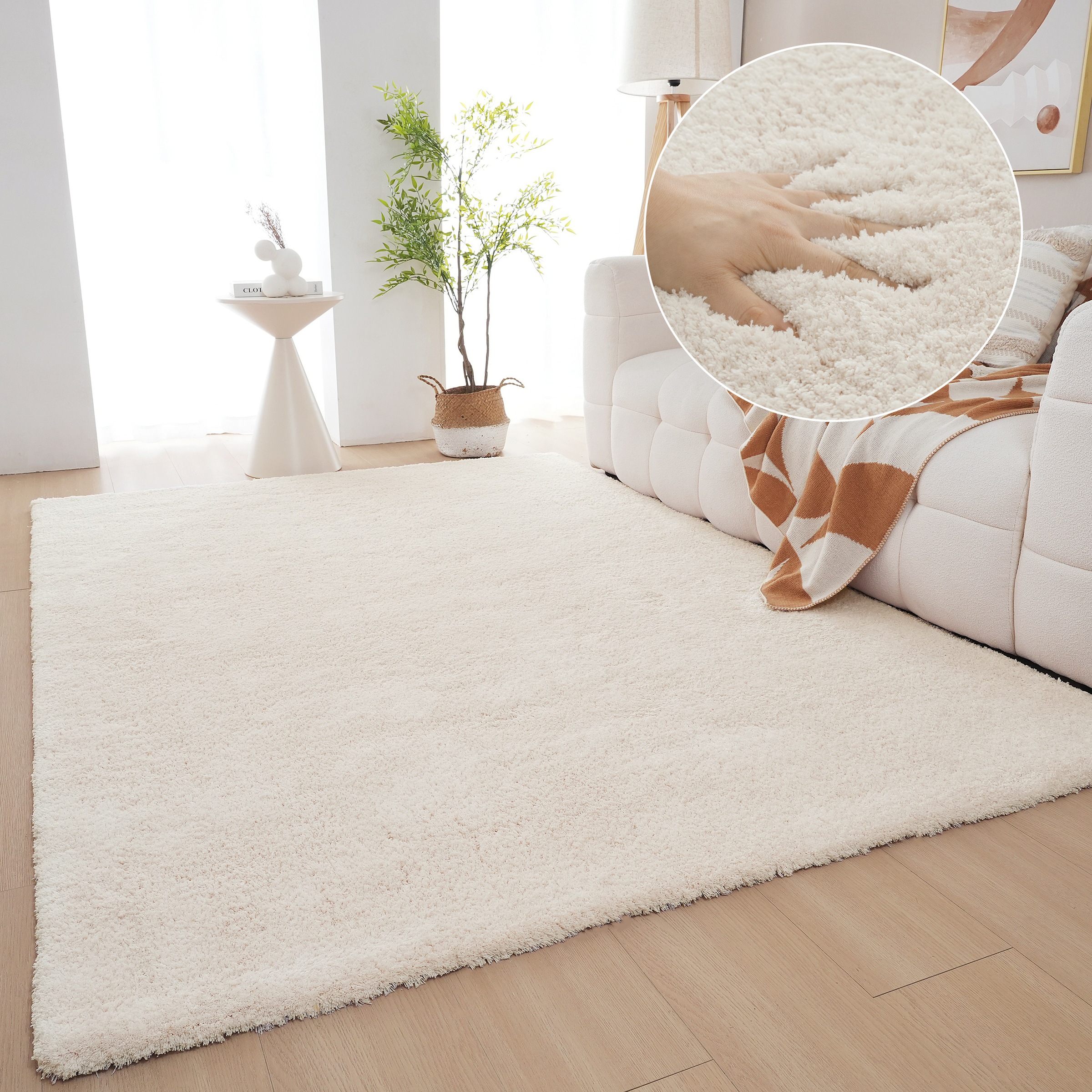 Hochflor-Teppich OTTO HOME "Microfaser Teppich Magong, besonders weich, sehr feiner Flor" Gr. 1, beige (creme), B:60cm H:25mm L:90cm, Kunstfaser, Teppiche, uni, Wohnzimmer, Schlafzimmer, Kinderzimmer, auch rund und als Läufer