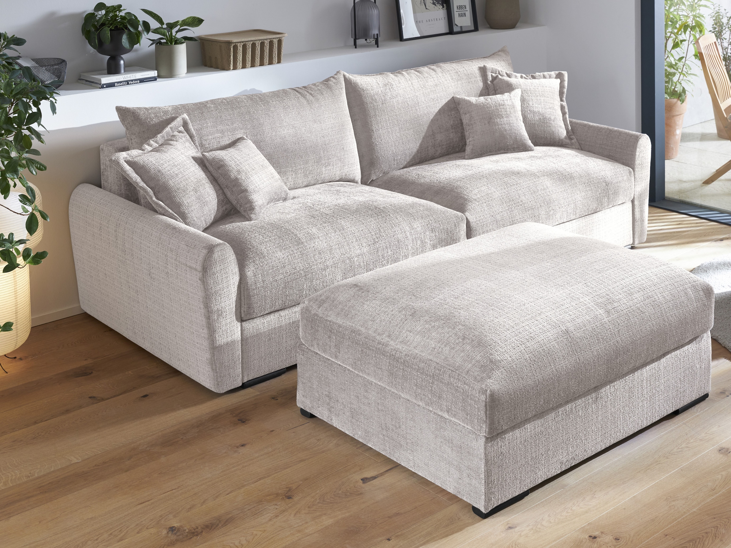 Home affaire Big-Sofa "Finca XXL, B: 247 cm" 4 Zierkissen, Mega-Sofa, in Cord oder Chenille-Struktur, Federkern