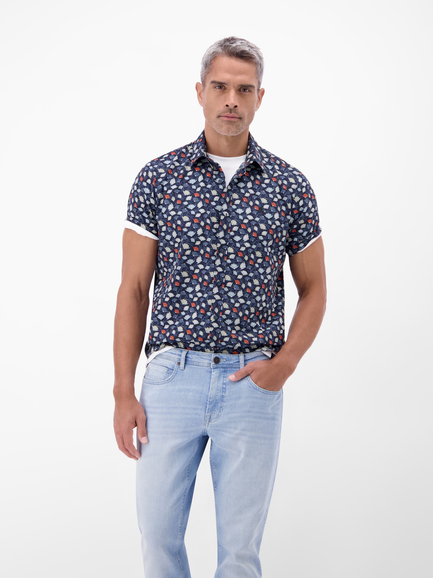 LERROS Kurzarmhemd "Floral bedrucktes Halbarmhemd, 100 % Baumwolle" günstig online kaufen