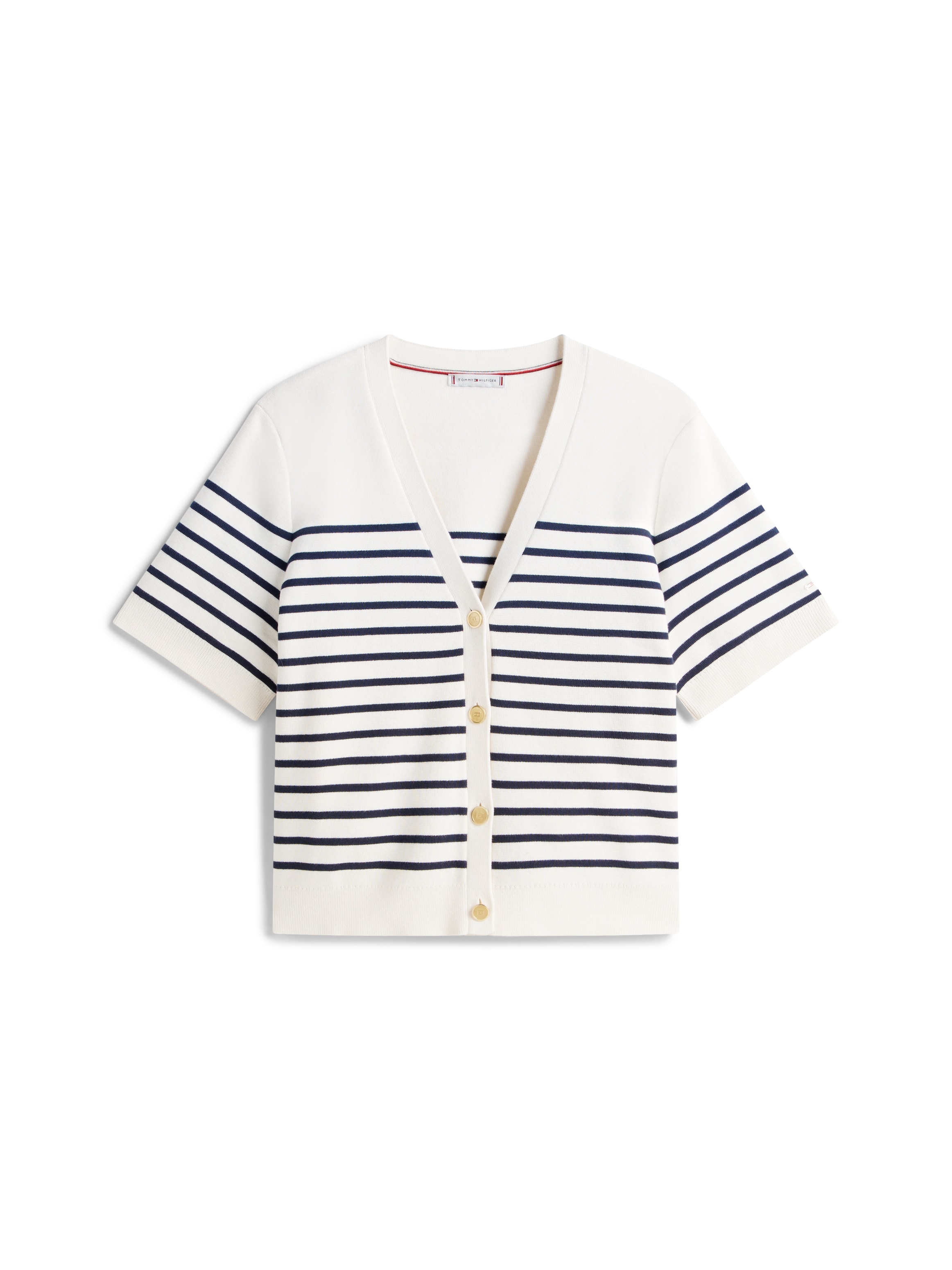 Tommy Hilfiger Curve Strickjacke »CRV CO JRSY MID GG GOLD BTN CRDI«, in großen Größen, mit goldfarbenen Knöpfen