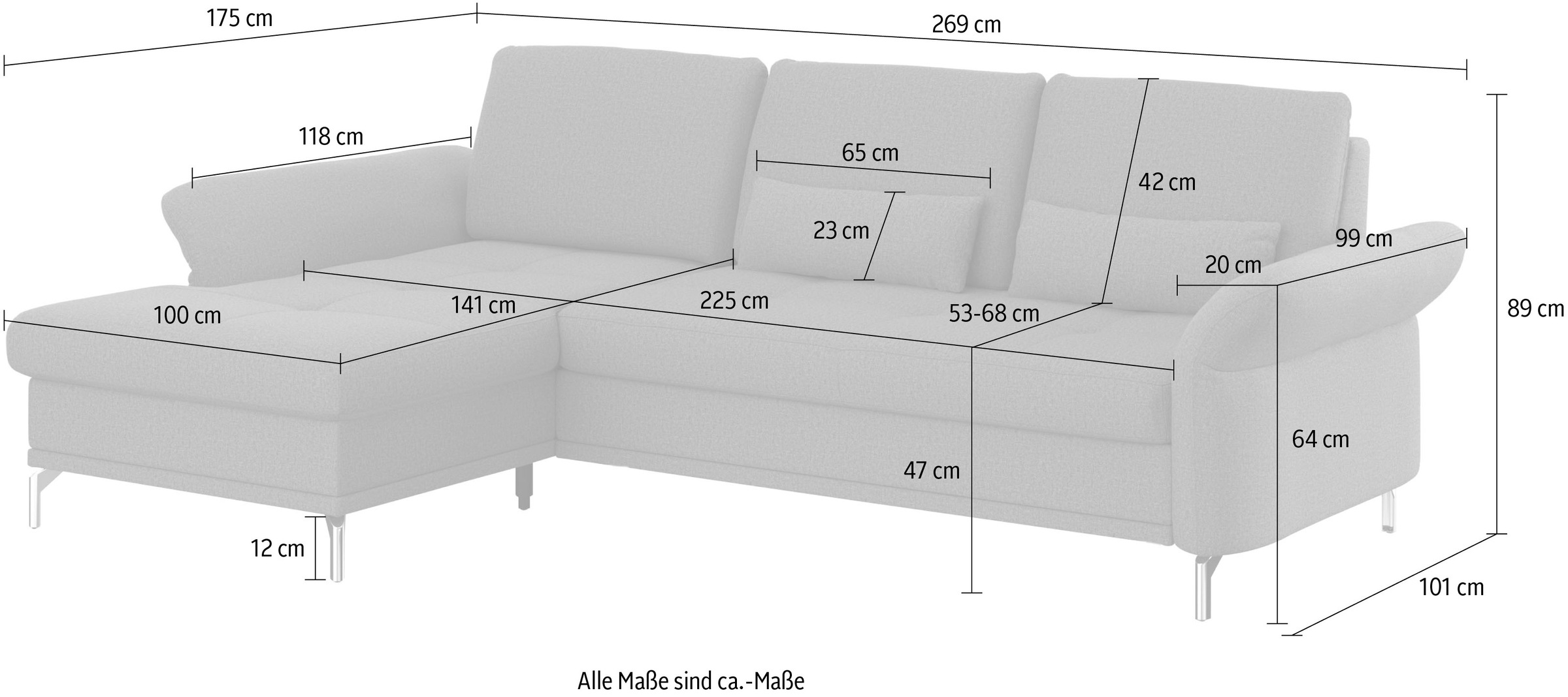 INOSIGN Ecksofa »Palm Beach L-Form«, Federkern, mit Sitztiefenverstellung, wahlweise mit Bettfunktion
