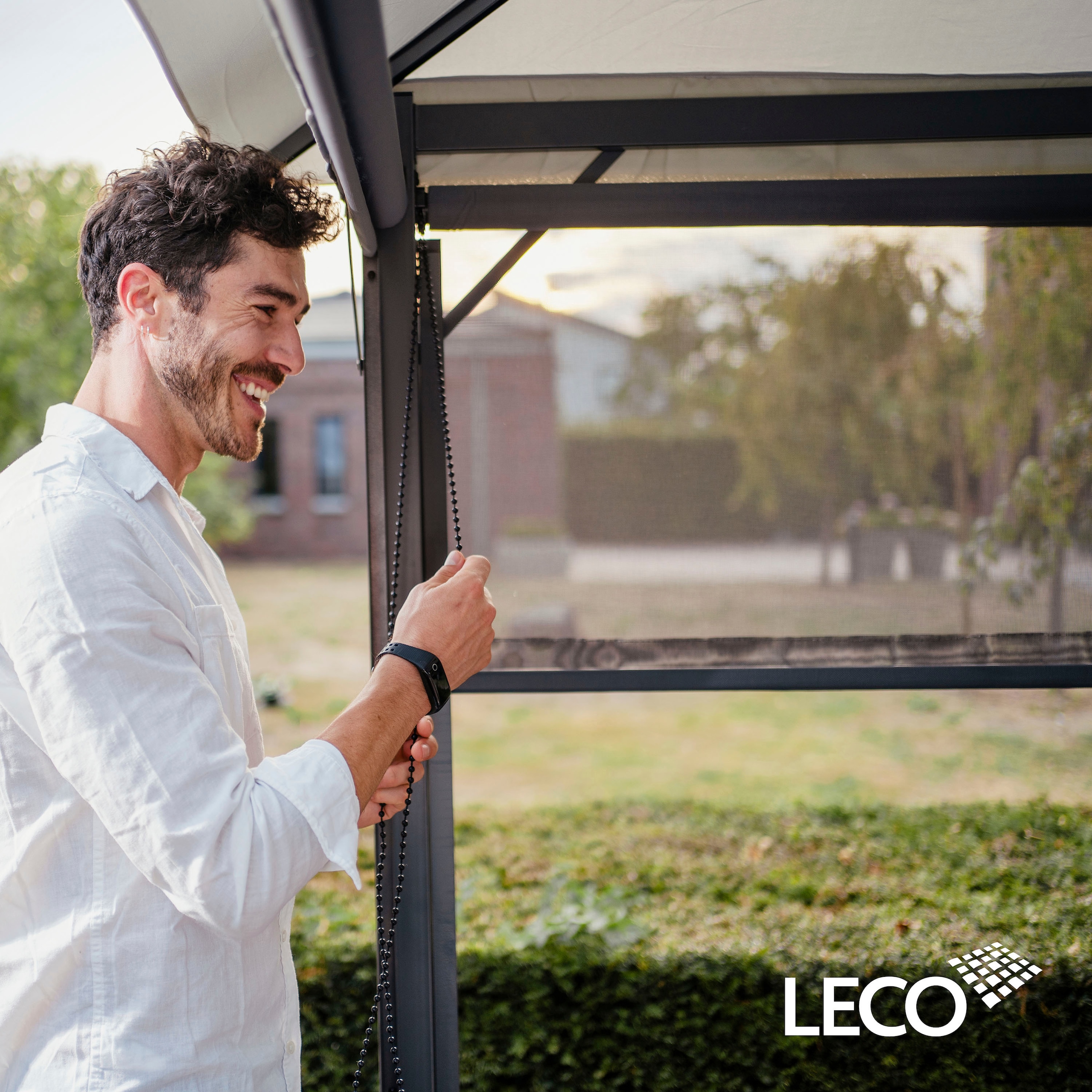 Leco Pavillon »Solar LINA«, 300x300 cm, grau mit LED und Gittergewebe-Rollos