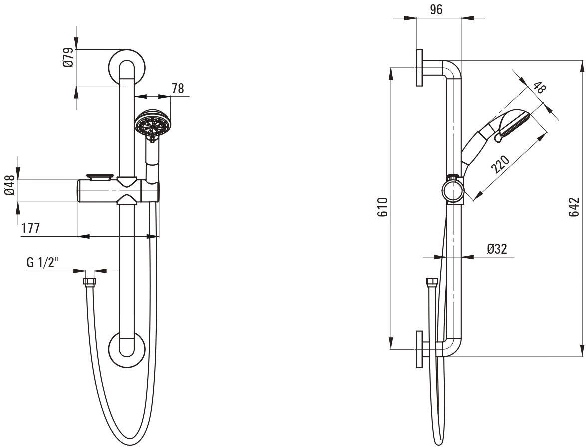 Deante Duschsystem »»Vital« Duschset mit 3 Strahlarten (Wassersprühnebel, gemischt, Regen)«, dient ebenso als Haltegriff bei Tragegewicht 100 kg