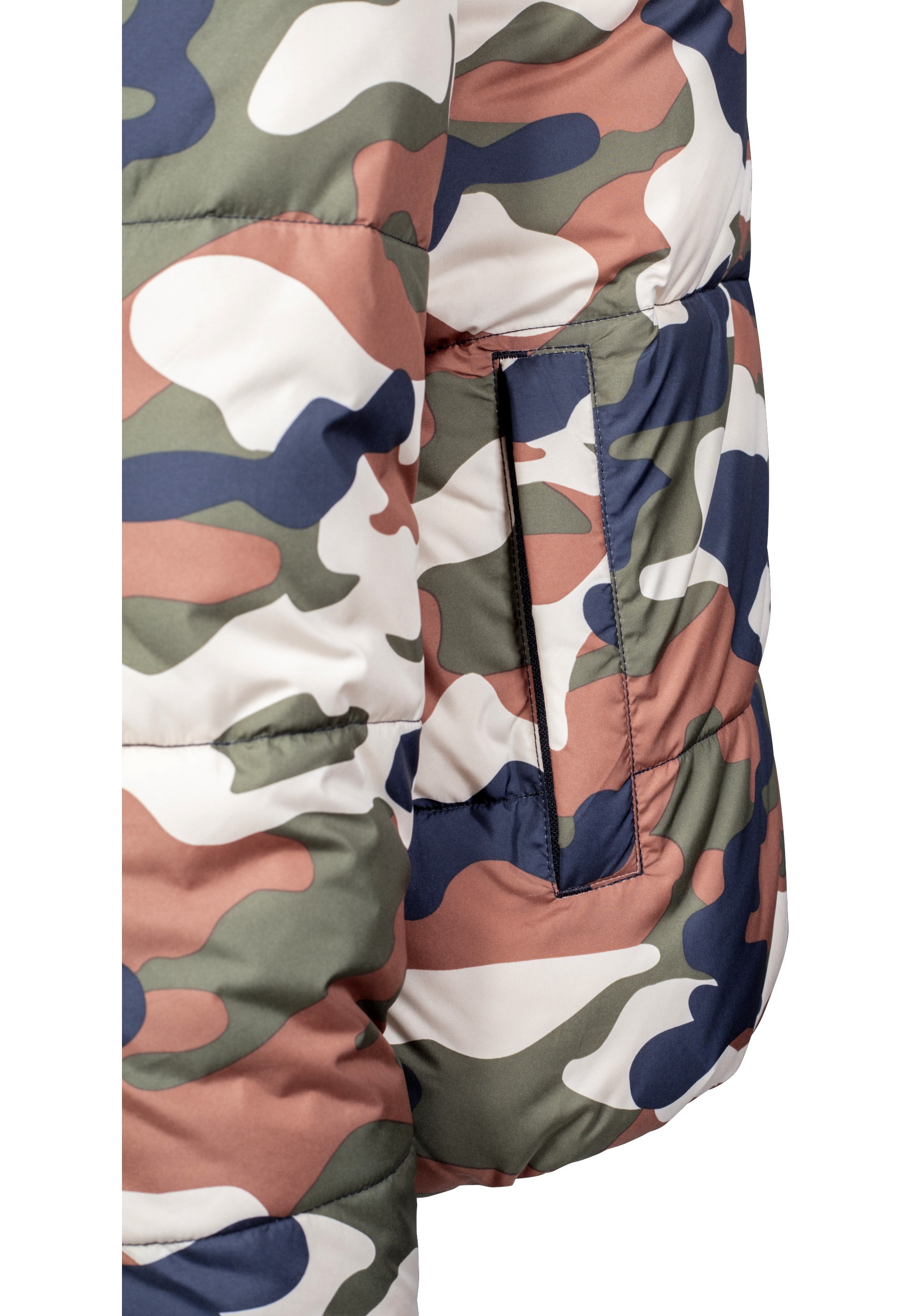 URBAN CLASSICS Winterjacke »Urban Classics Damen Ladies Boyfriend Camo Puffer Jacket« 1 Stk. tlg. mit Kapuze
