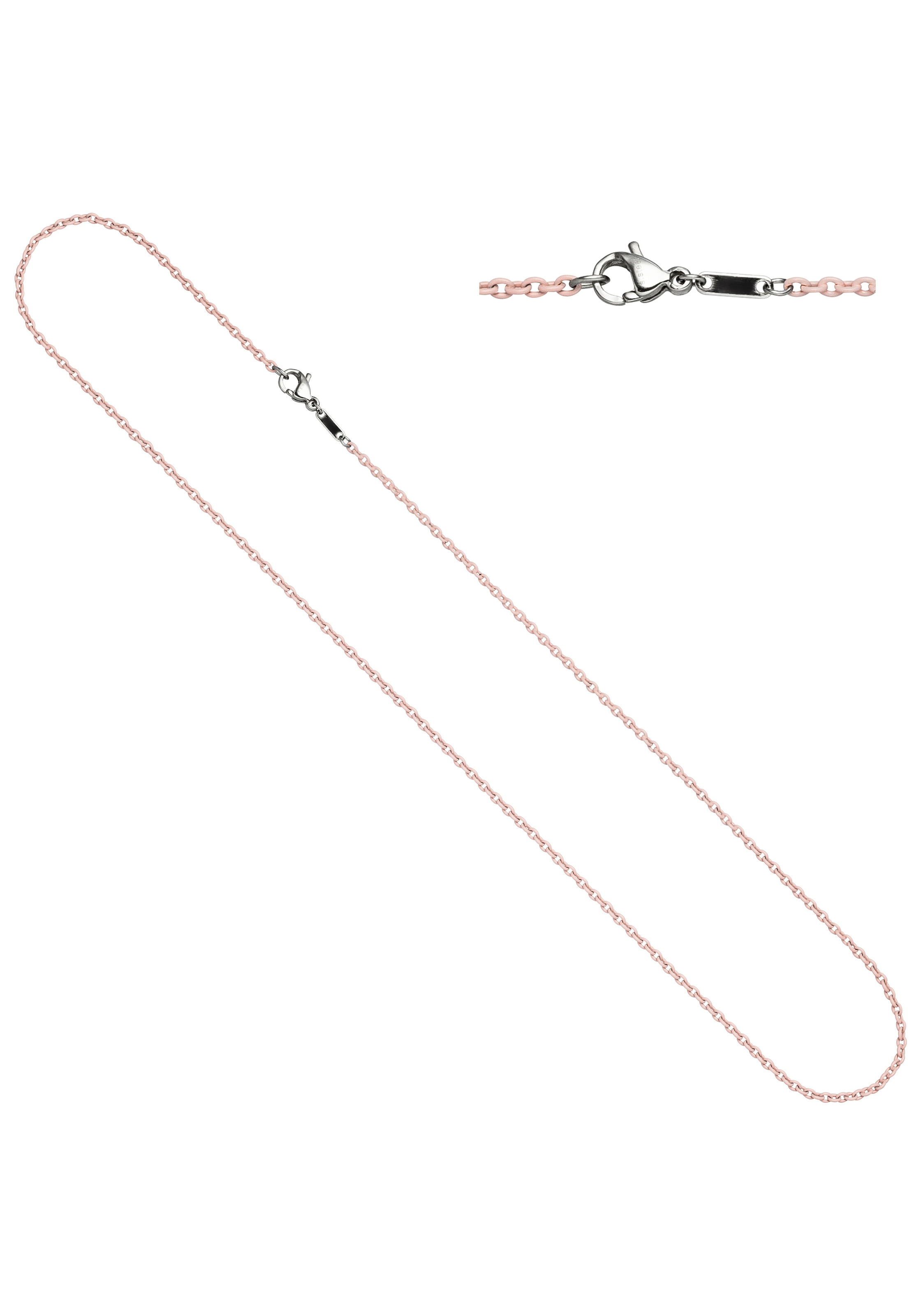 JOBO Damen Edelstahlkette "Rund-Ankerkette 1,9 mm", Edelstahl, L: 45babyrosa, Edelstahl, Halsketten, Edelstahl rosa lackiert 45 cm
