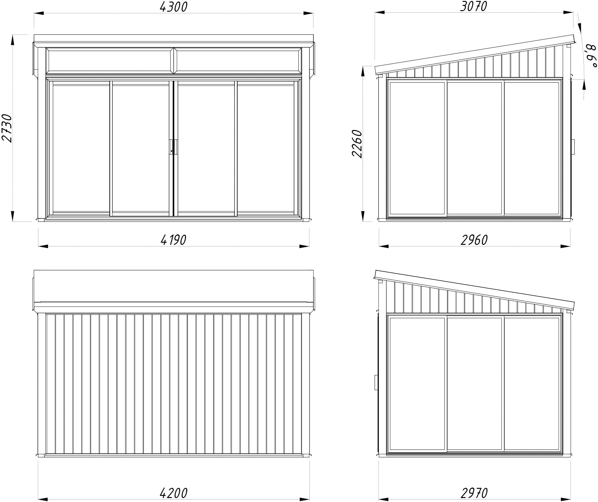 Palmako Holzpavillon »Saga 11,6 m² Slide« BxTxH: 430x307x273 cm